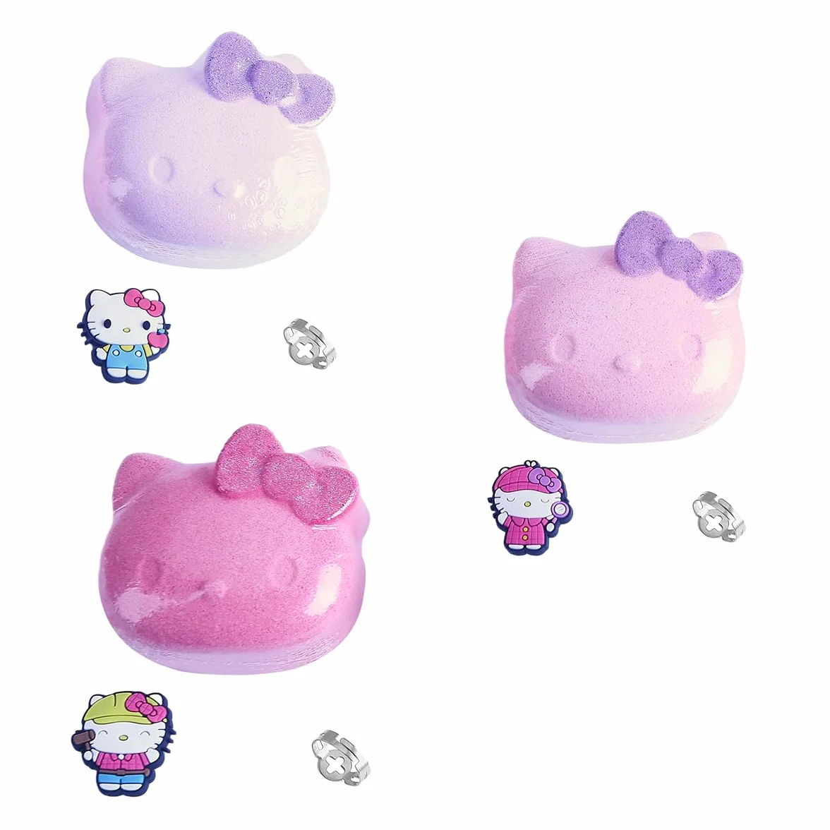 Sbabam FUNNY BOX Hello Kitty Bath Bomb, Bomby do kąpieli dla dzieci z niespodzianką, 3 sztuki, można znaleźć pierścionek, naszyjnik lub spinkę do włosów - Hello Kitty gadżety na prezent dla