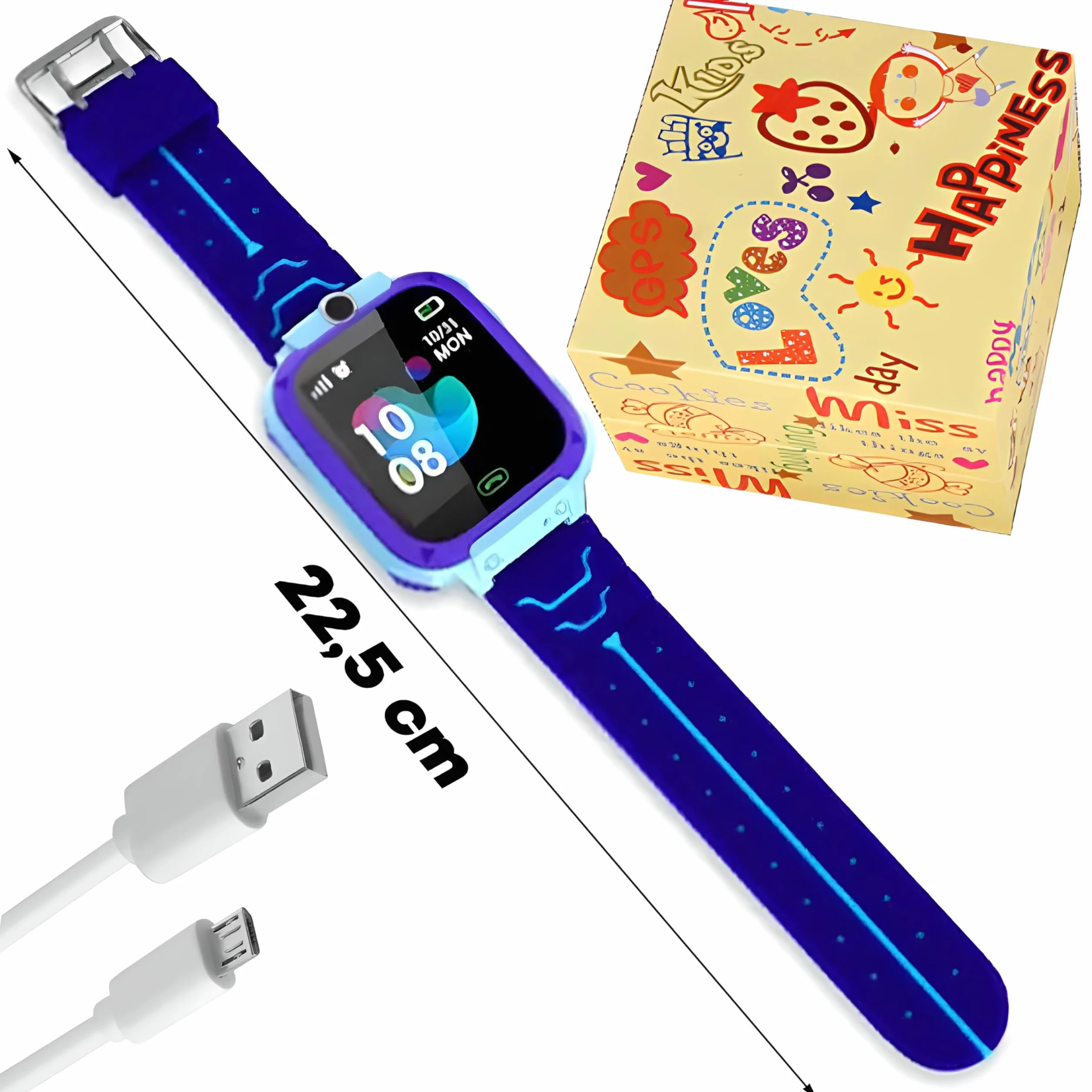Retoo dziecięcy smartwatch dla chłopców i dziewczynek zegarek na rękę Smart GPS SOS telefon komórkowy smartwatch dla dzieci z muzyką budzikiem trybem szkolnym latarką kolor niebieski