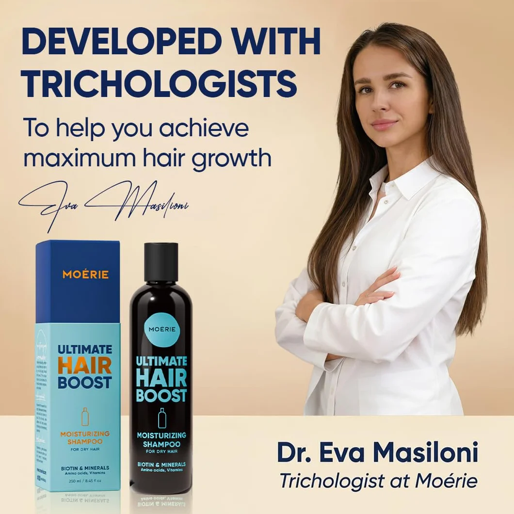 Moerie Ultimate Hair Growth Shampoo – dla dłuższych, grubszych, pełnych włosów – wegańskie, przyjazne dla skóry – bez parabenów i silikonu – wszystkie rodzaje włosów – odwrotne wypadanie włosów