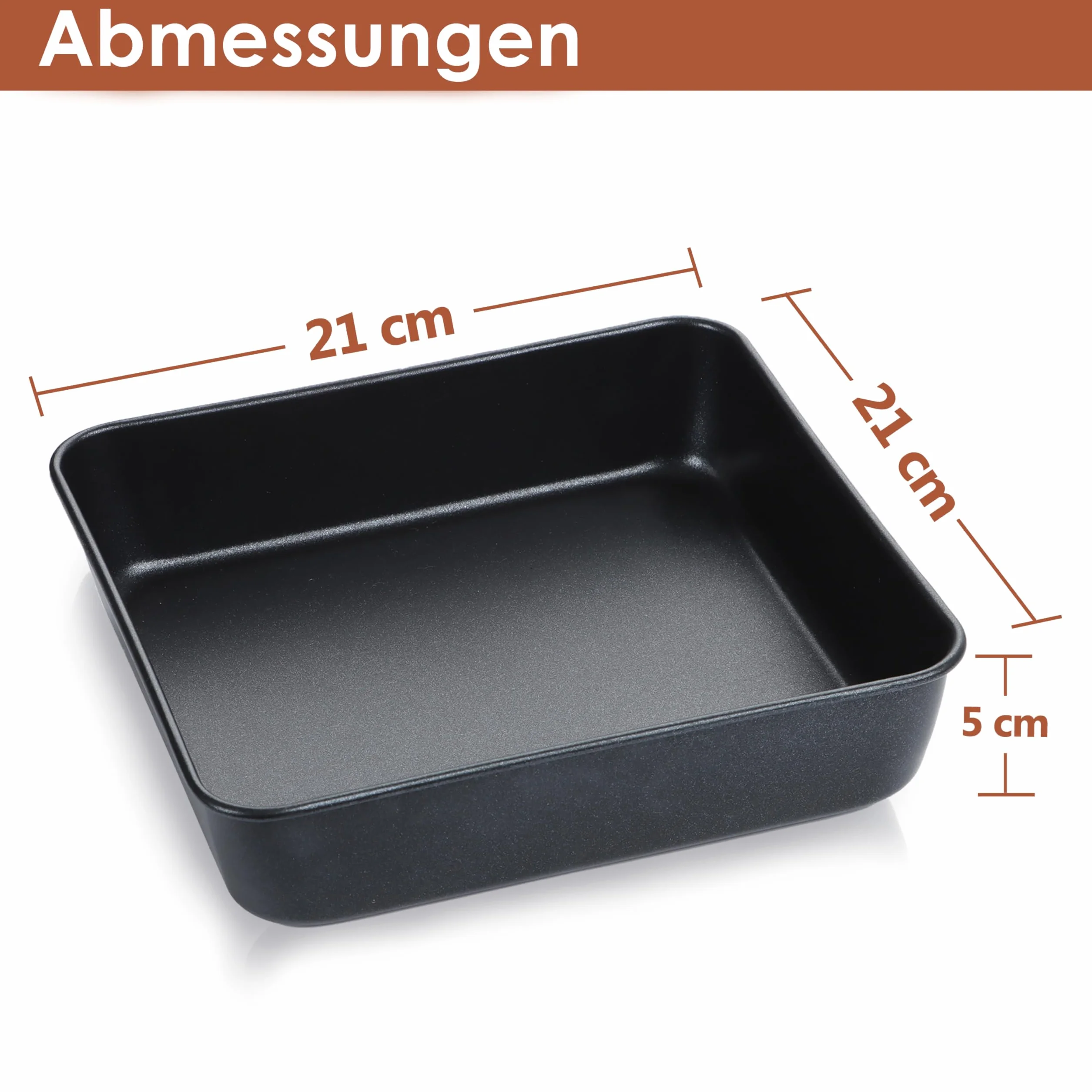 Herogo Kwadratowe naczynie do zapiekanek, zestaw 2 szt., ze stali nierdzewnej, prostokątne formy do tortów, 21 x 21 x 5 cm, forma do pieczenia ciast, brownie, lasagne, zdrowe i trwałe, nadają się do