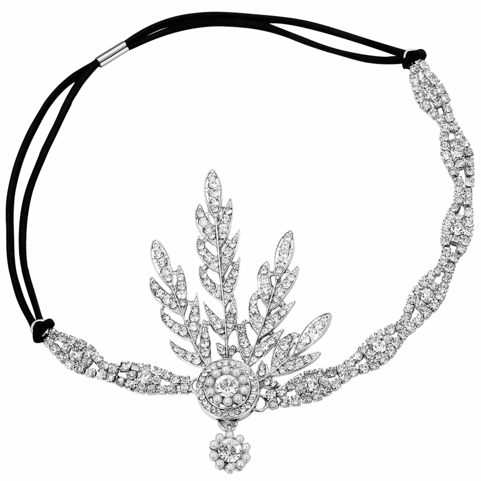 BABEYOND Nakrycie głowy vintage lat 20. Wielki Gatsby opaska na głowę Srebrny
