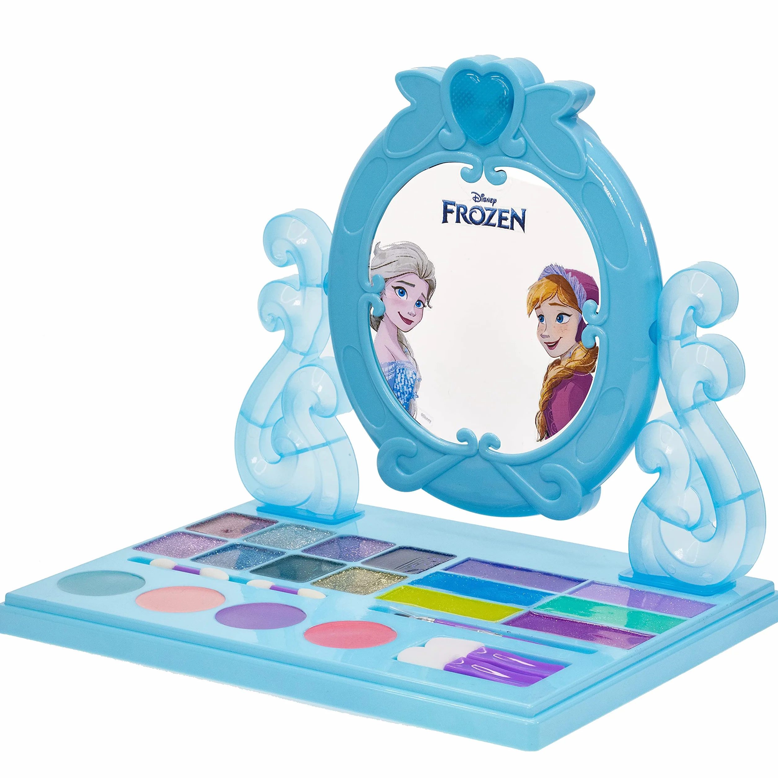 Disney Frozen – Townley Girl Kosmetyczny zestaw do makijażu z lusterkiem i wbudowaną muzyką zawiera błyszczyk, połysk i pędzle dla dzieci w wieku od 3 lat