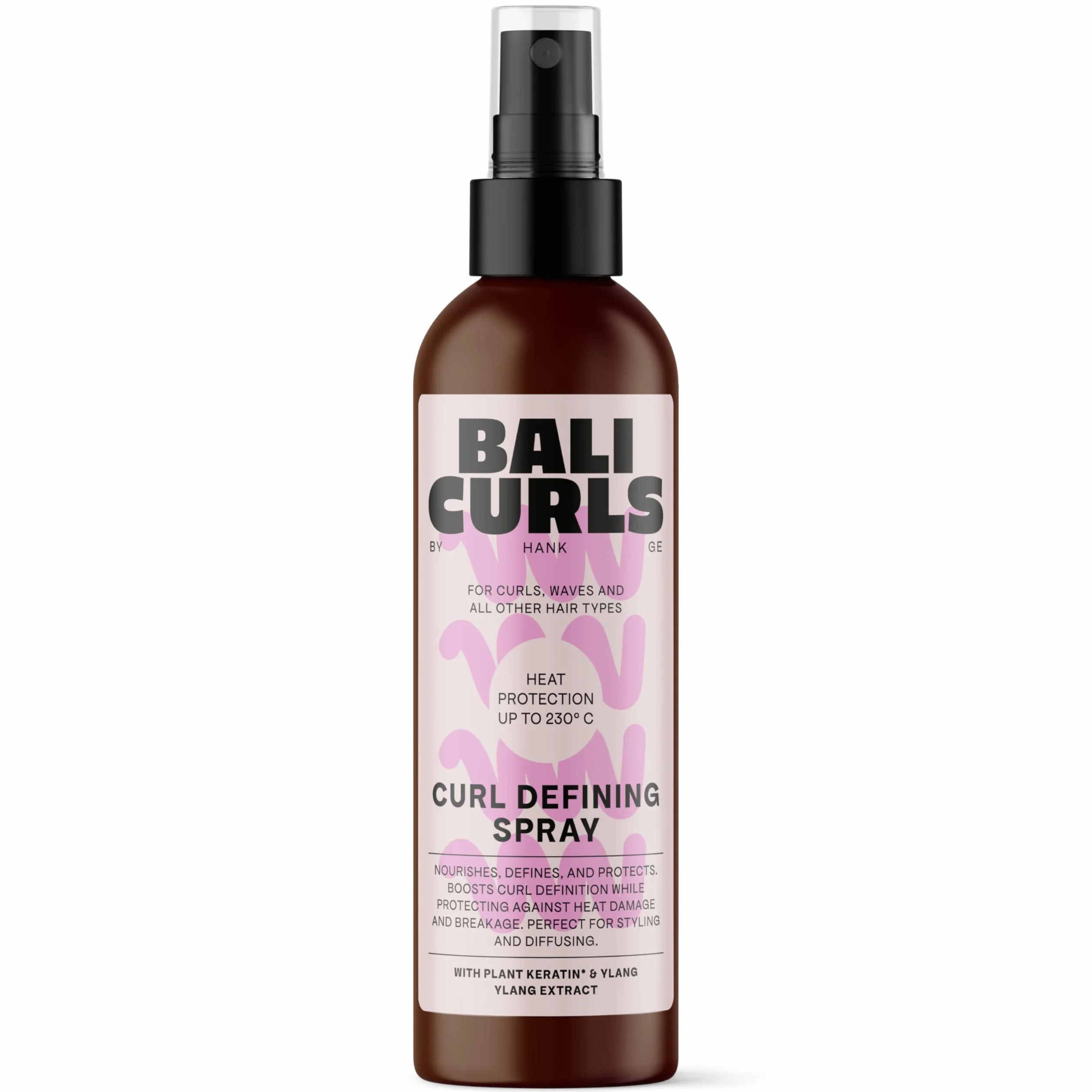 Bali Curls by Hank Ge Spray do włosów z ochroną przed wysokimi temperaturami – Definiujący spray do włosów kręconych – Odżywcza ochrona przed wysokimi temperaturami dla włosów – Dla zdrowych i