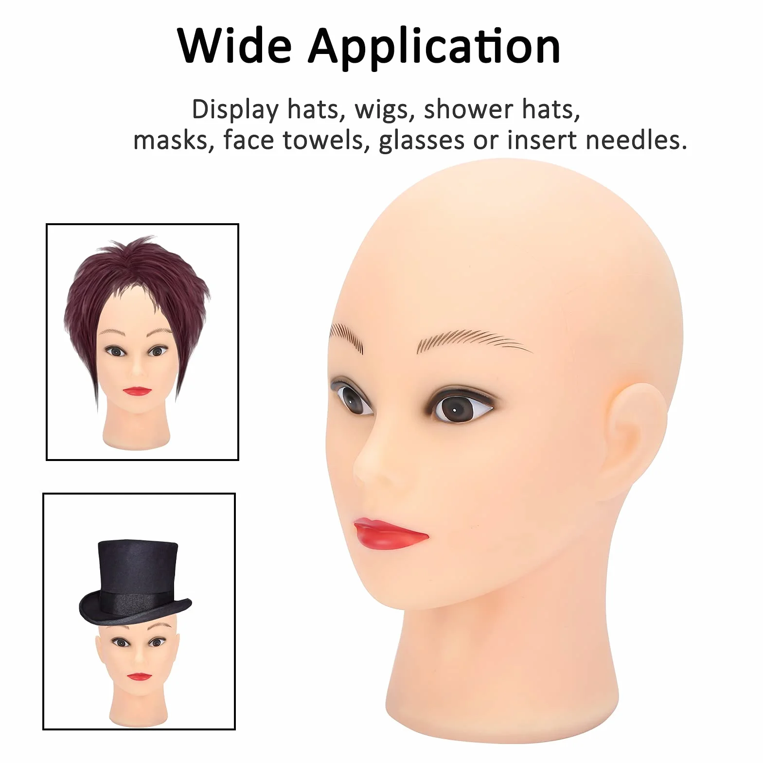 Model z łysą głową Manekina, Miękki PVC, Regulowana wysokość, Eksponowane Peruki, Kapelusze, Okulary, do ćwiczeń w Tworzeniu Peruk, Odpowiednie do Użytku Osobistego lub Zawodowego