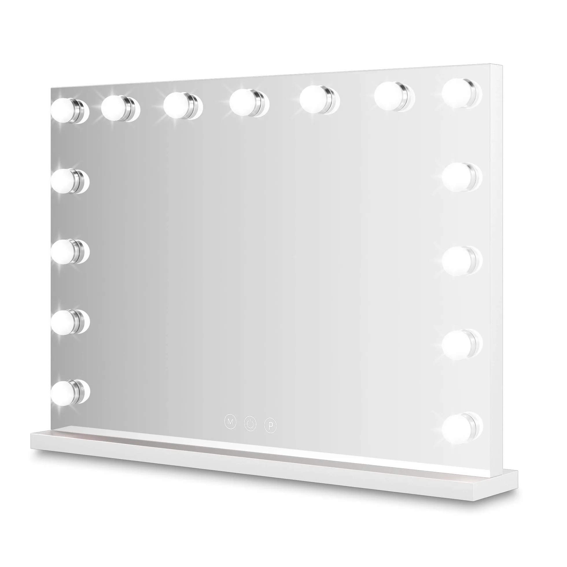 Bayt Lustro do Makijażu LED – Lustro Hollywood z Podświetleniem – Ściemnialne – 3 Kolory Światła – Ekran Dotykowy – 58x46 cm – Białe