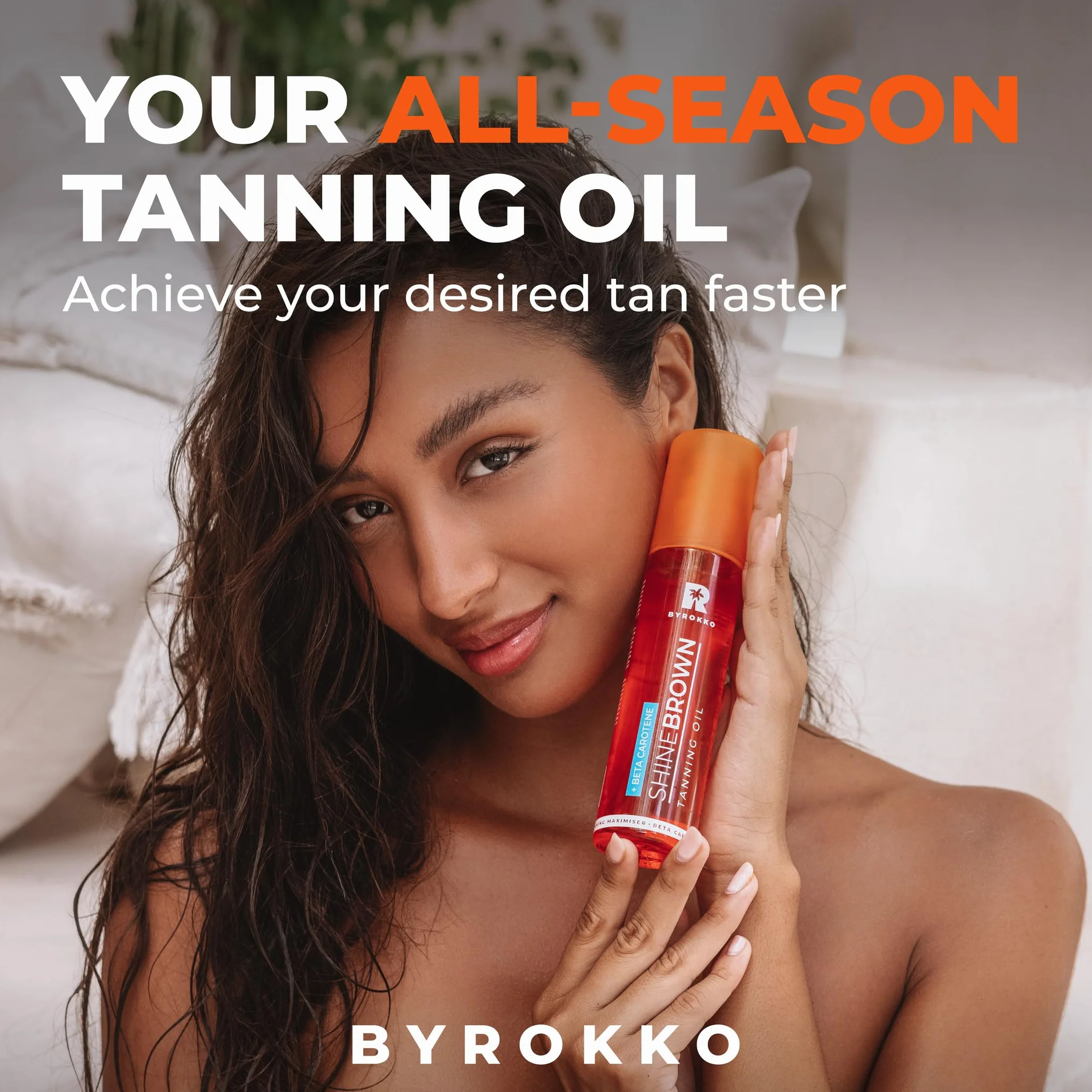 BYROKKO Shine Brown beta-karoten olejek do opalania (150 ml), olej przyspieszający opalanie do opalania i opalania na zewnątrz, doskonały olejek do opalania dla nieskazitelnej opalenizny i blasku