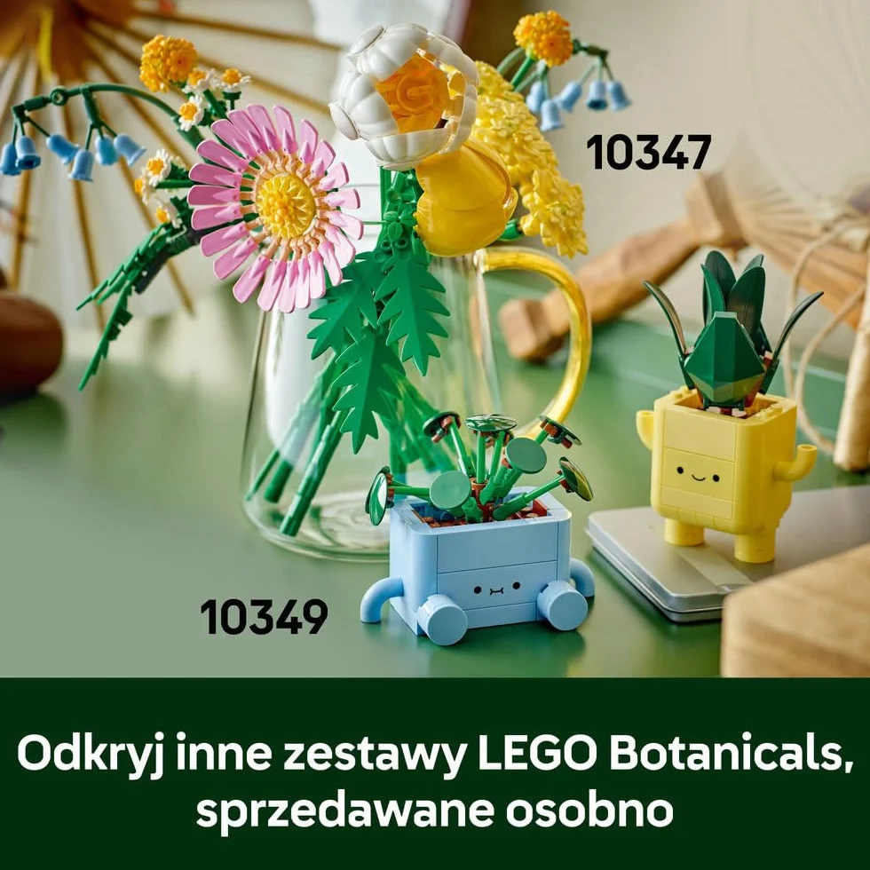 LEGO Botanicals Wesołe roślinki, dracena i pilea w doniczkach, zabawka konstrukcyjna dla dziecka, pomysł na prezent dla 9-latki, dla dziewczynki i chłopca, dekoracje do pokoju dziecięcego 10349