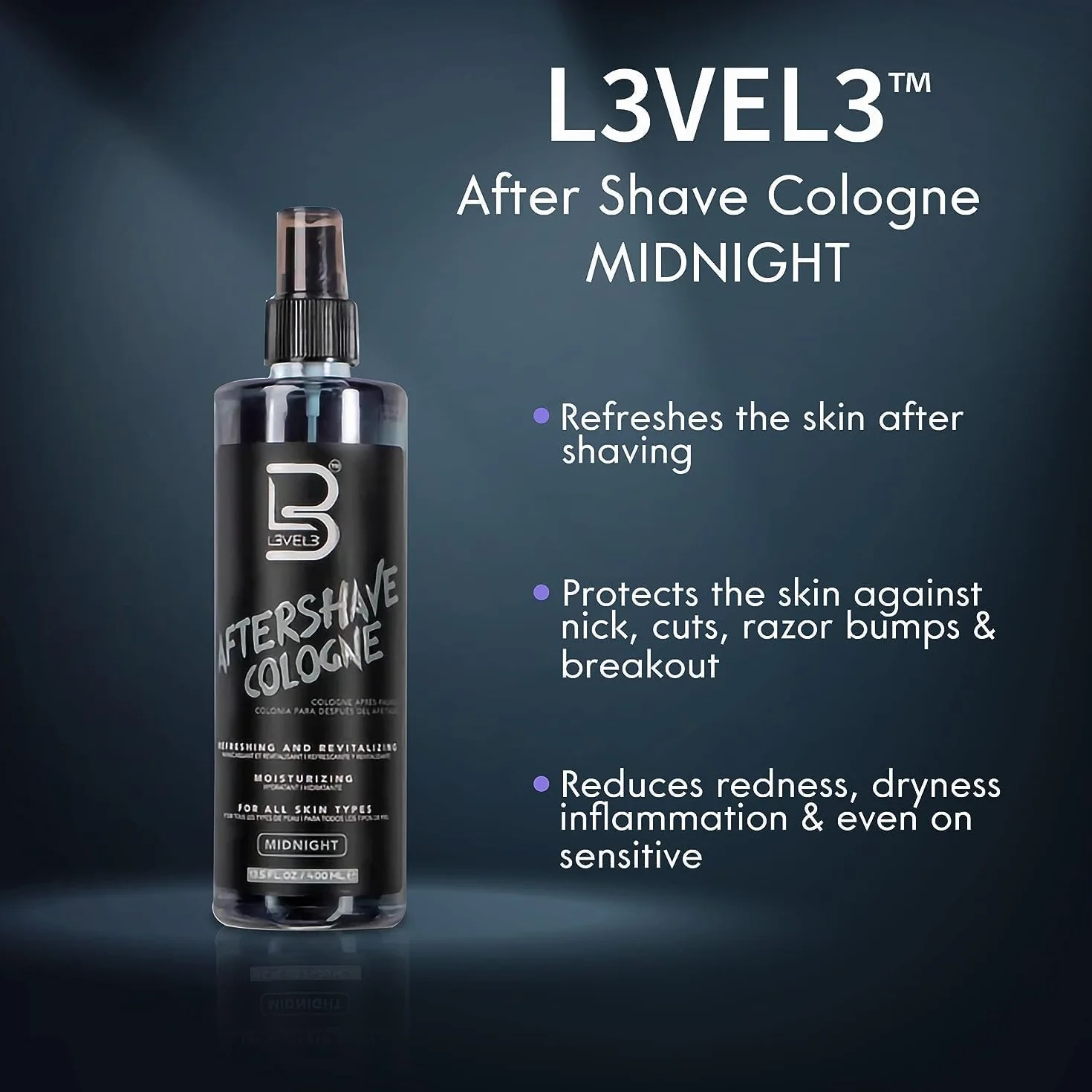 L3VEL3 Woda po Goleniu Aftershave Cologne Royale, Nawilżająca, Odświeżająca, 400 ml
