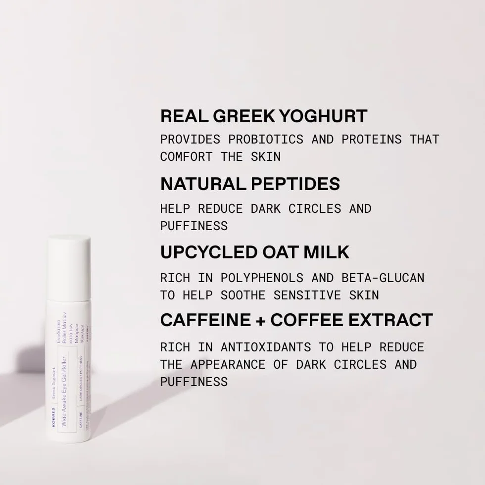 KORRES GREEK YOGHURT żel pod oczy dla budzenia wzroku, zmniejszający przekrwienie i nawilżenie oczu, testowany dermatologicznie, 15 ml