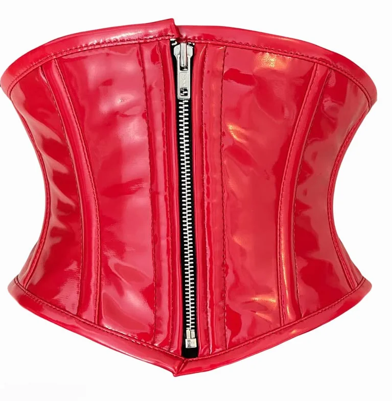 Gorset damski z PCW, wyszczuplający talię, mocny zamek błyskawiczny, gorset - czarny talia Trainer rozmiar (86 cm) (34, czarny)