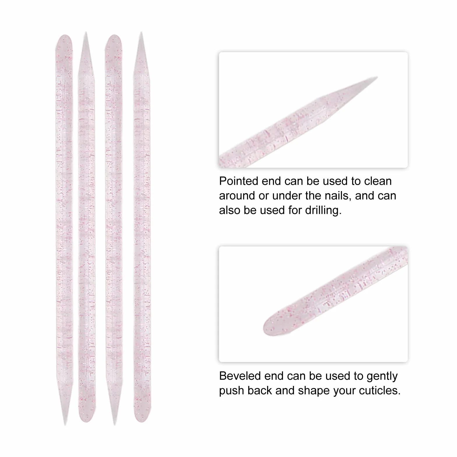 Jednorazowy Odpychacz do Skórek, Praktyczny Plastikowy Sztyft do Manicure i Pedicure, 100 Sztuk do Salonu Stylizacji Paznokci do Technik Zdobienia Paznokci w Domu (PINK)