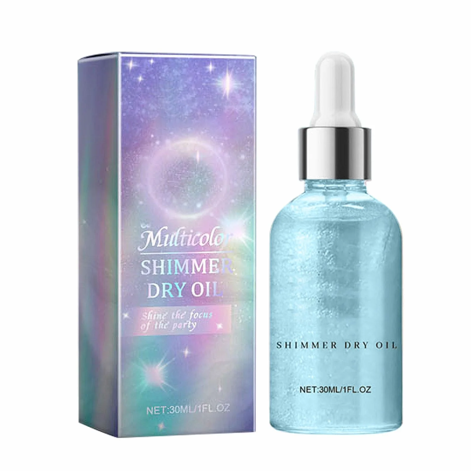 Orphic Shimmer Dry Oil, Orphic Body Shimmer, Body Glitter Oil, Glow Recipe, wielokolorowy, wodoodporny, długotrwały puder brokatowy na festiwal, maskaradę, urodziny (B)