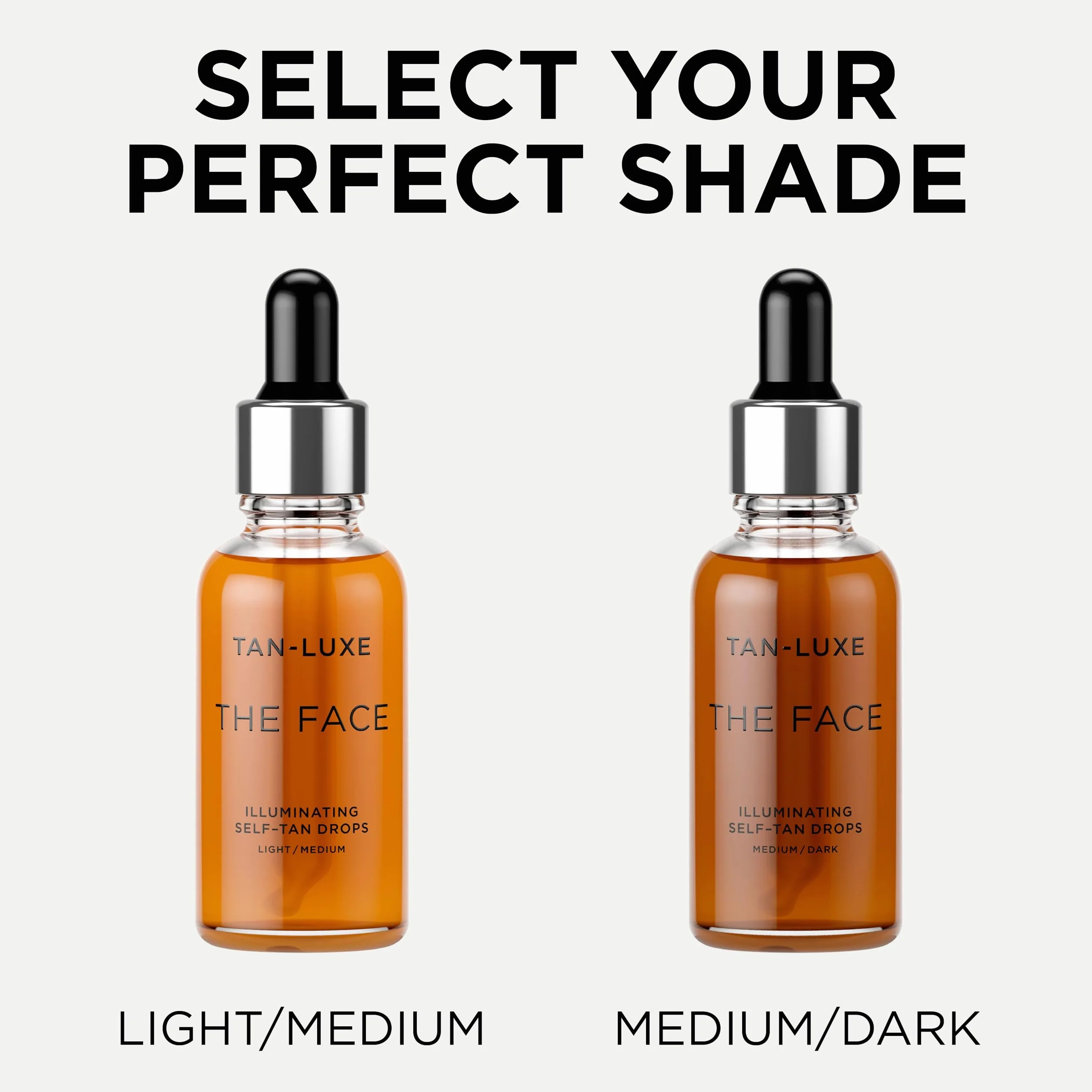 Tan Luxe THE Face krople samoopalające, ciemne, krople do pielęgnacji skóry do indywidualnego opalania twarzy, nie testowane na zwierzętach i wegańskie, 10 ml