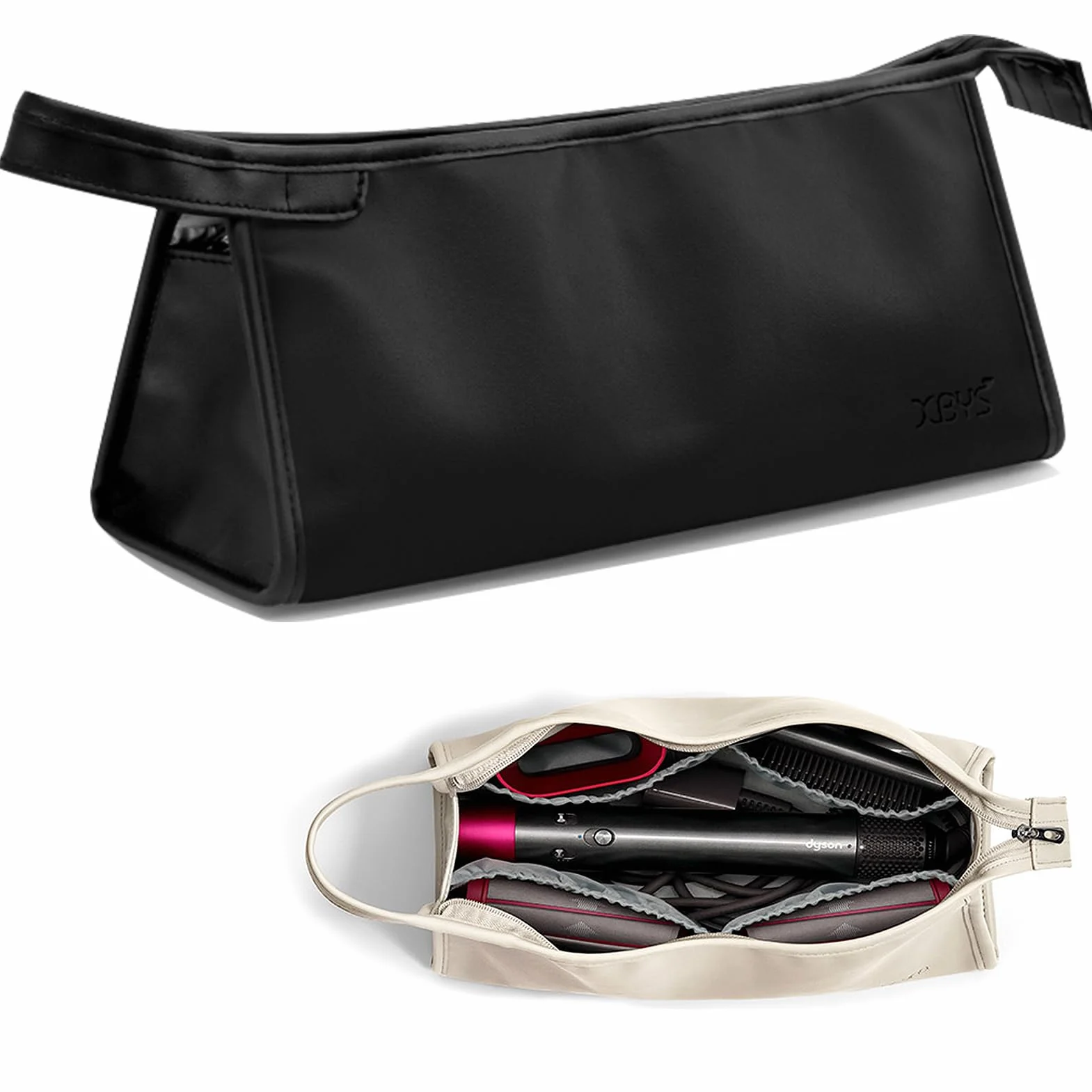 Veki Torba Suszarki do Włosów, Wodoodporna Torba Organizer z PU Skóry, Etui Przechowywania Kompatybilne z Dyson Airwrap Styler, Dyson Supersonic, Shark Flexstyle, na Lokówkę i Prostownicę
