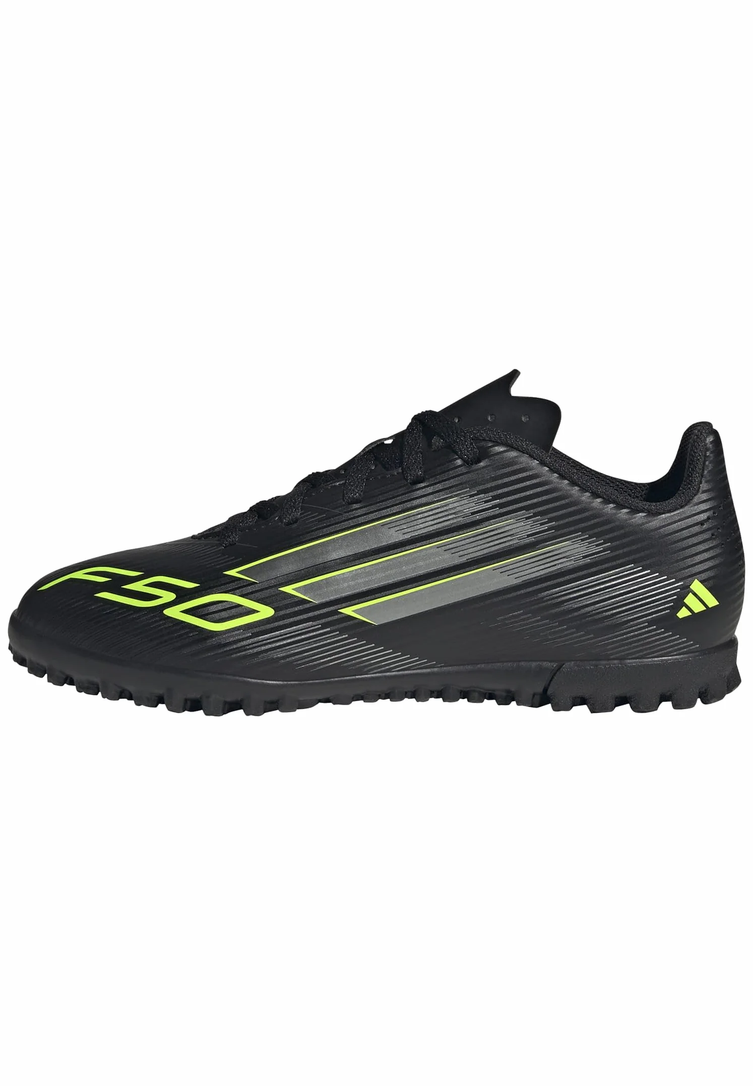 adidas Uniseks - dzieci F50 CLUB Turf Football Boots Kids, core black/iron met./lucid lemon, 36 2/3 EU