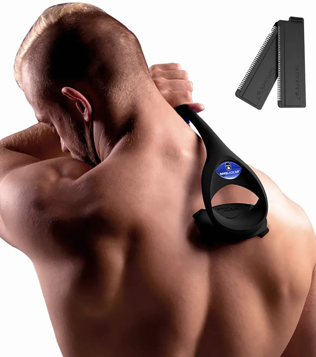 BakBlade 2.0 Plus Golarka do Pleców dla Mężczyzn - Ergonomiczne Usuwanie Owłosienia z Klatki Piersiowej, Pleców, Ramion, Nóg i Brzucha - Golarka do Ciała z Wymiennymi Ostrzami