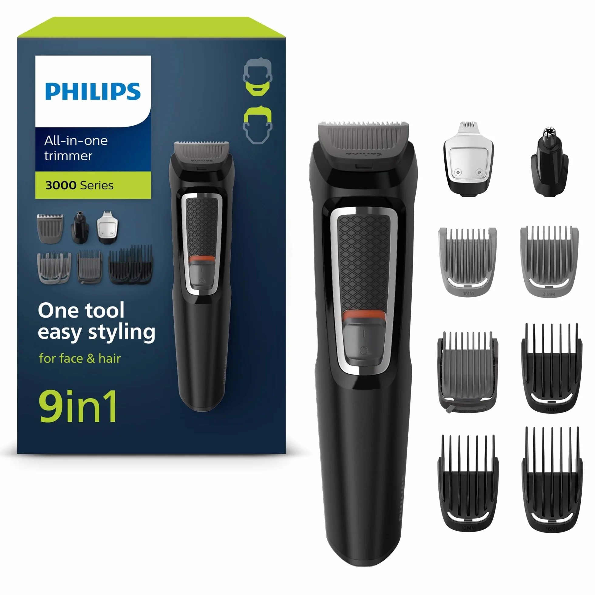 Philips Series 3000 MG3740/15 Trymer do Brody, Czarny, 9 w 1