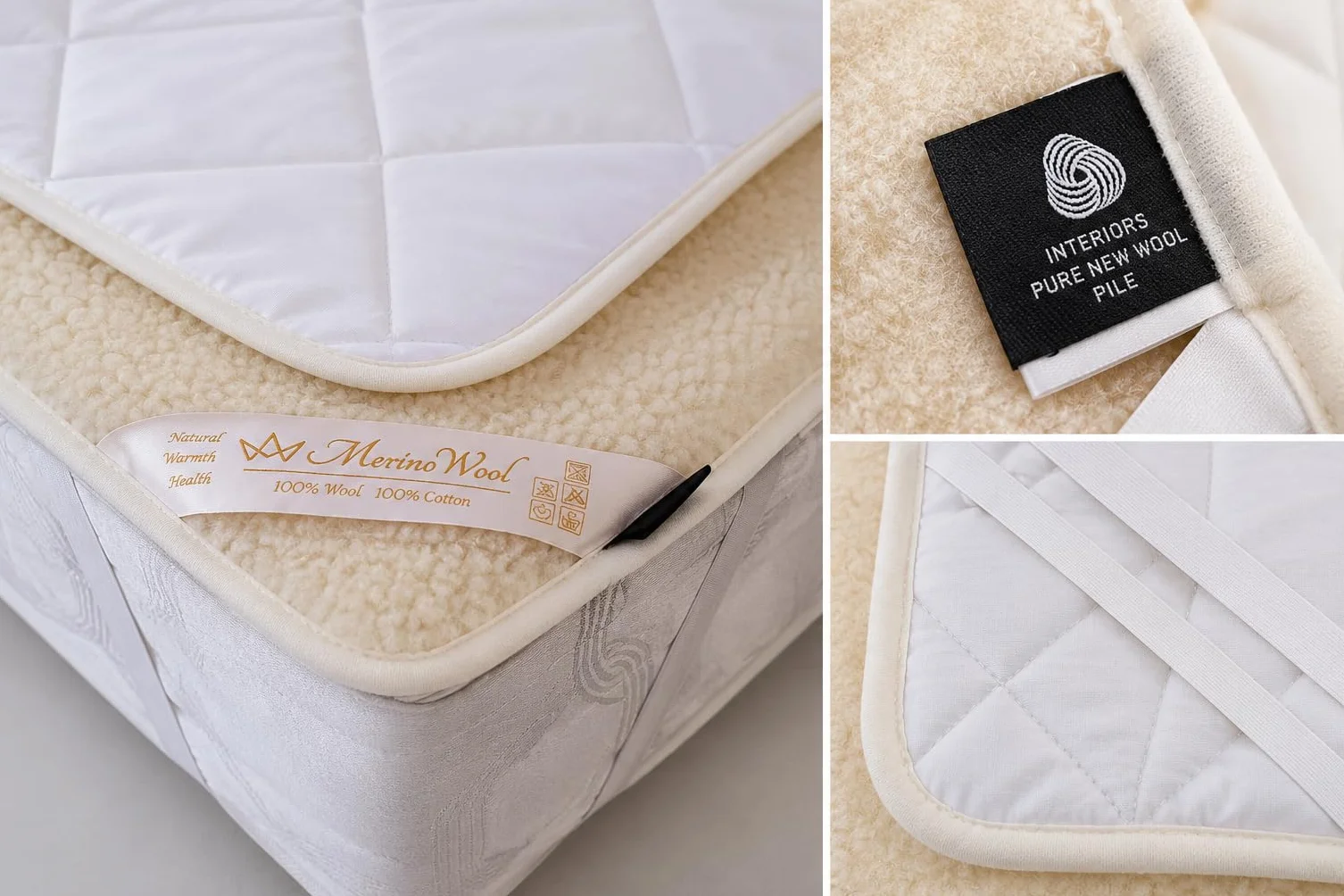 Merino Wool Bedding naturalny podkład wełniany na materac merynos, wełna owcza podszyty bawełną rozmiar 140/200cm