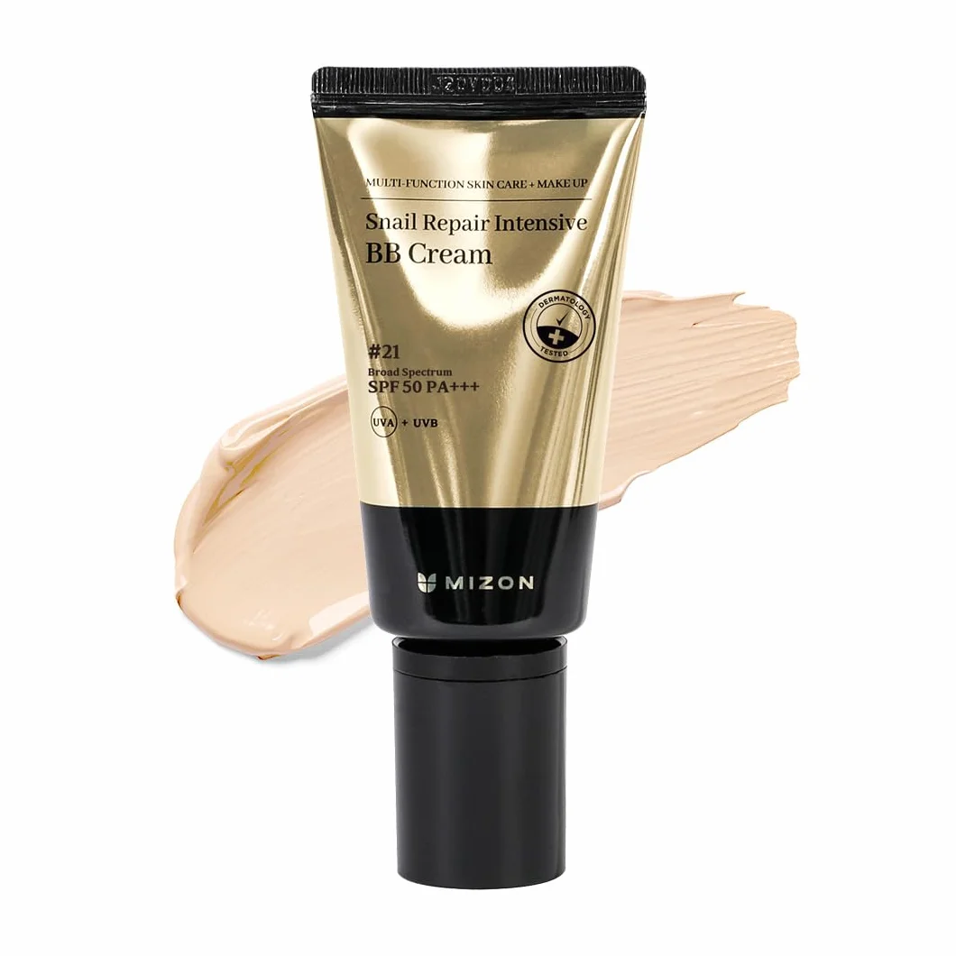 [Mizon] BB Cream SPF 50+ wzbogacona w ekstrakt śluzu ślimaka (#21) wysokie krycie, nawilżenie, regeneracja skóry, kosmetyk koreański (Snail Repair Intensive BB Cream)
