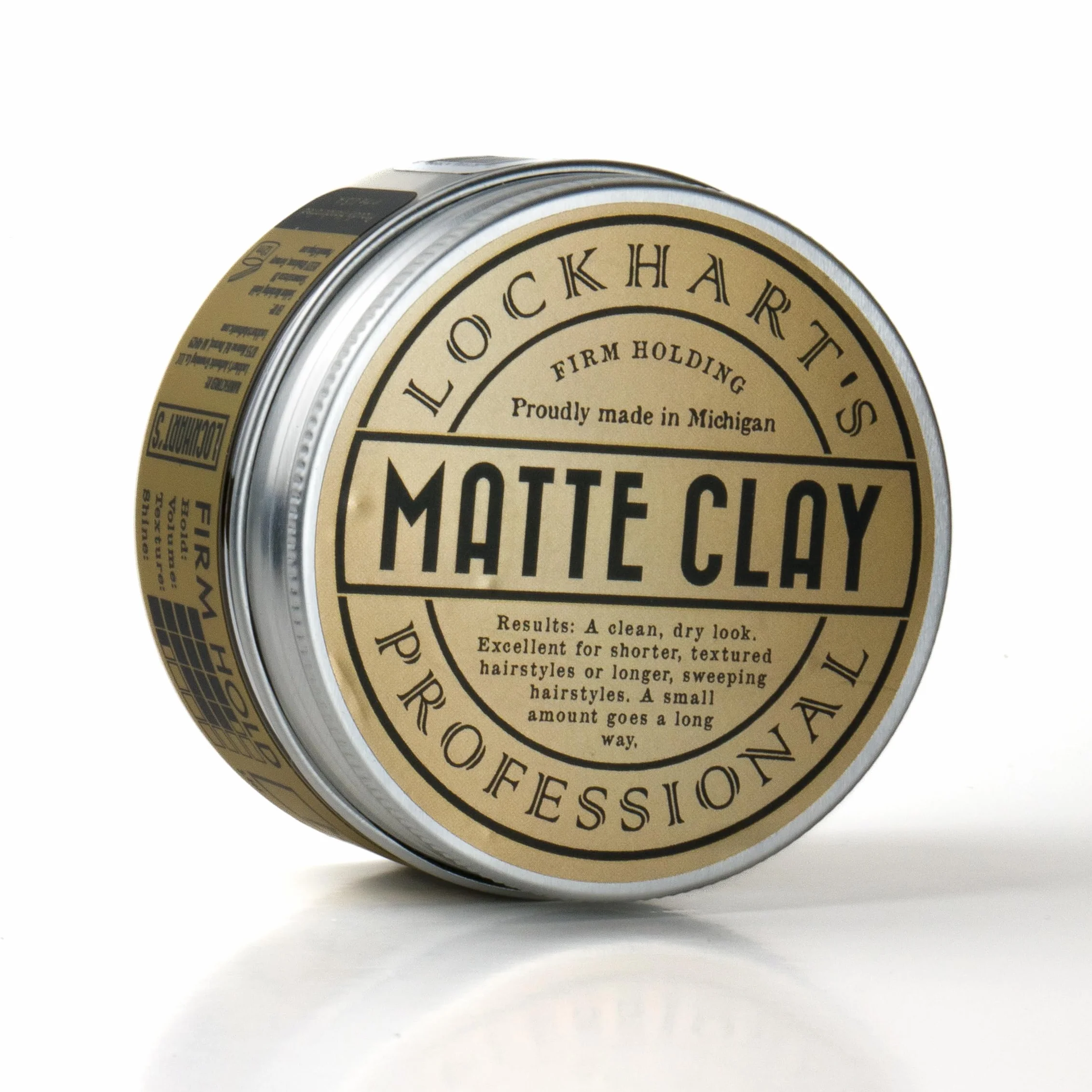 Lockhart's Professional Matte Clay – ręcznie robiona glinka do stylizacji z kaolinem i woskiem pszczelim, średni/mocny chwyt, naturalne matowe wykończenie