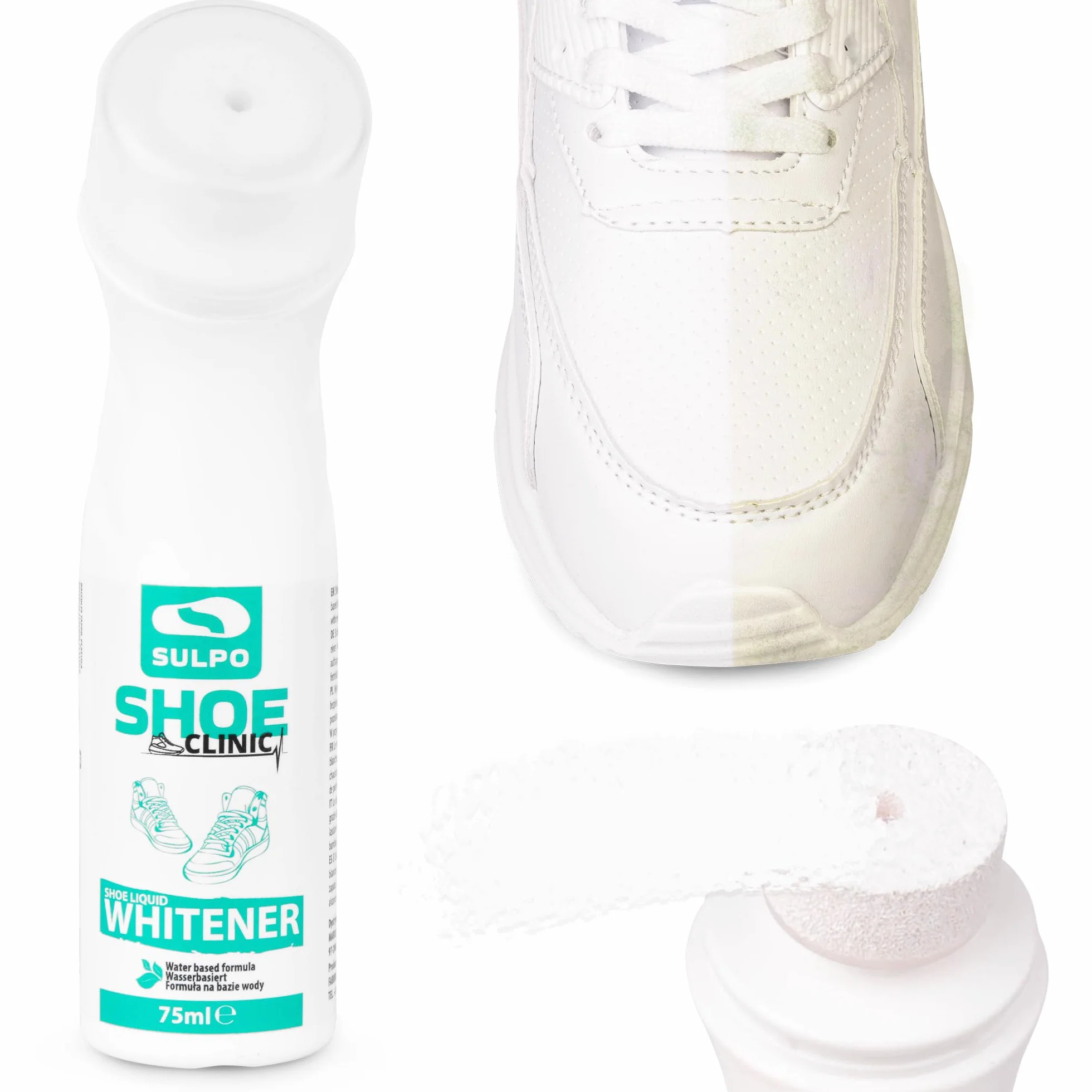 SULPO korektor do butów - wybielająca pasta do butów SULPO Shoe Clinic - płynny korektor do białych sneakersów - pasta do białych butów, wybielacz podeszwy