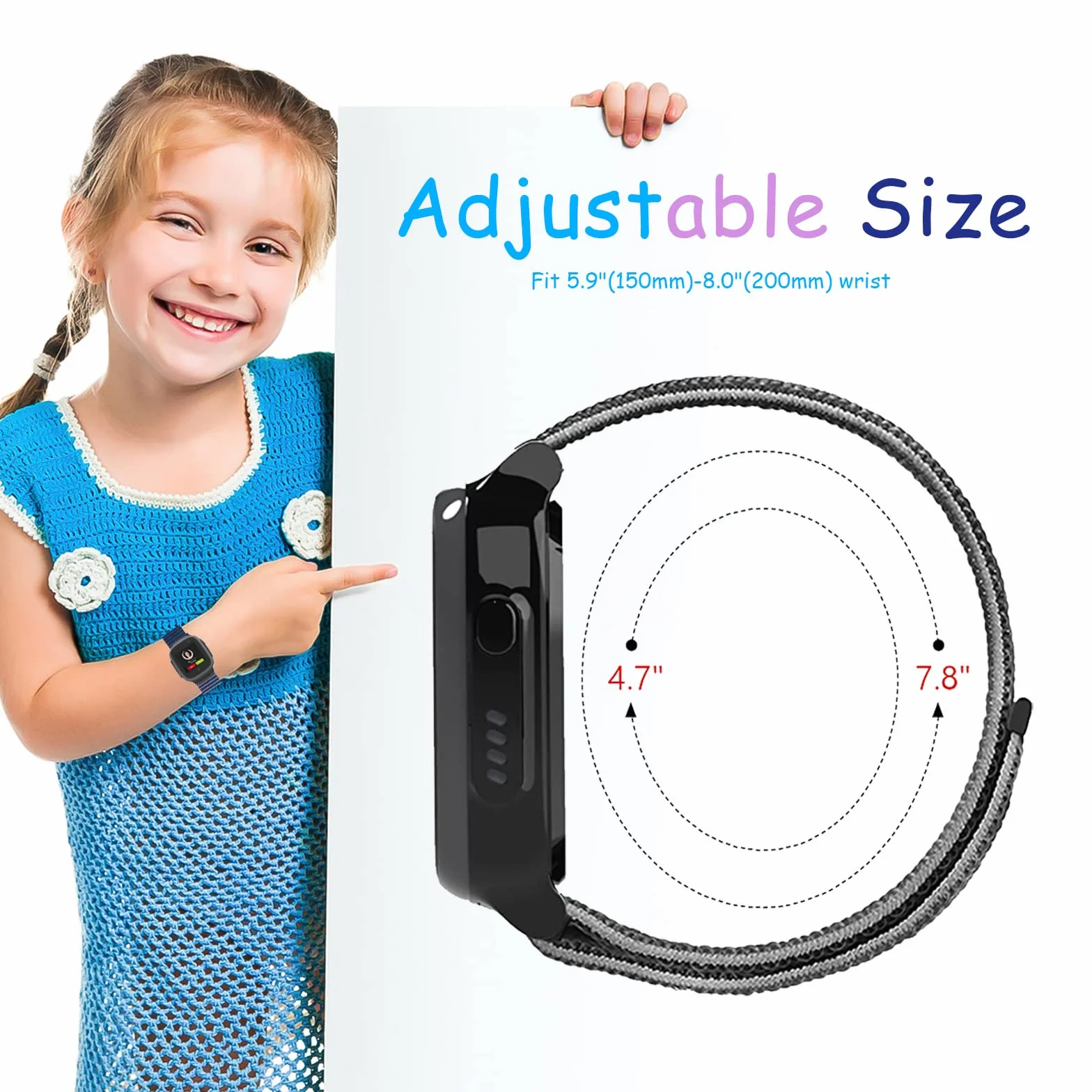 Xplora Xplora X5 Nylonowa bransoletka kompatybilna z Xplora Kids Smartwatch z zapięciem na rzepy, dla dziewcząt i chłopców, regulowana, pleciona, zamienna do Xplora X5 Play / XGO 2