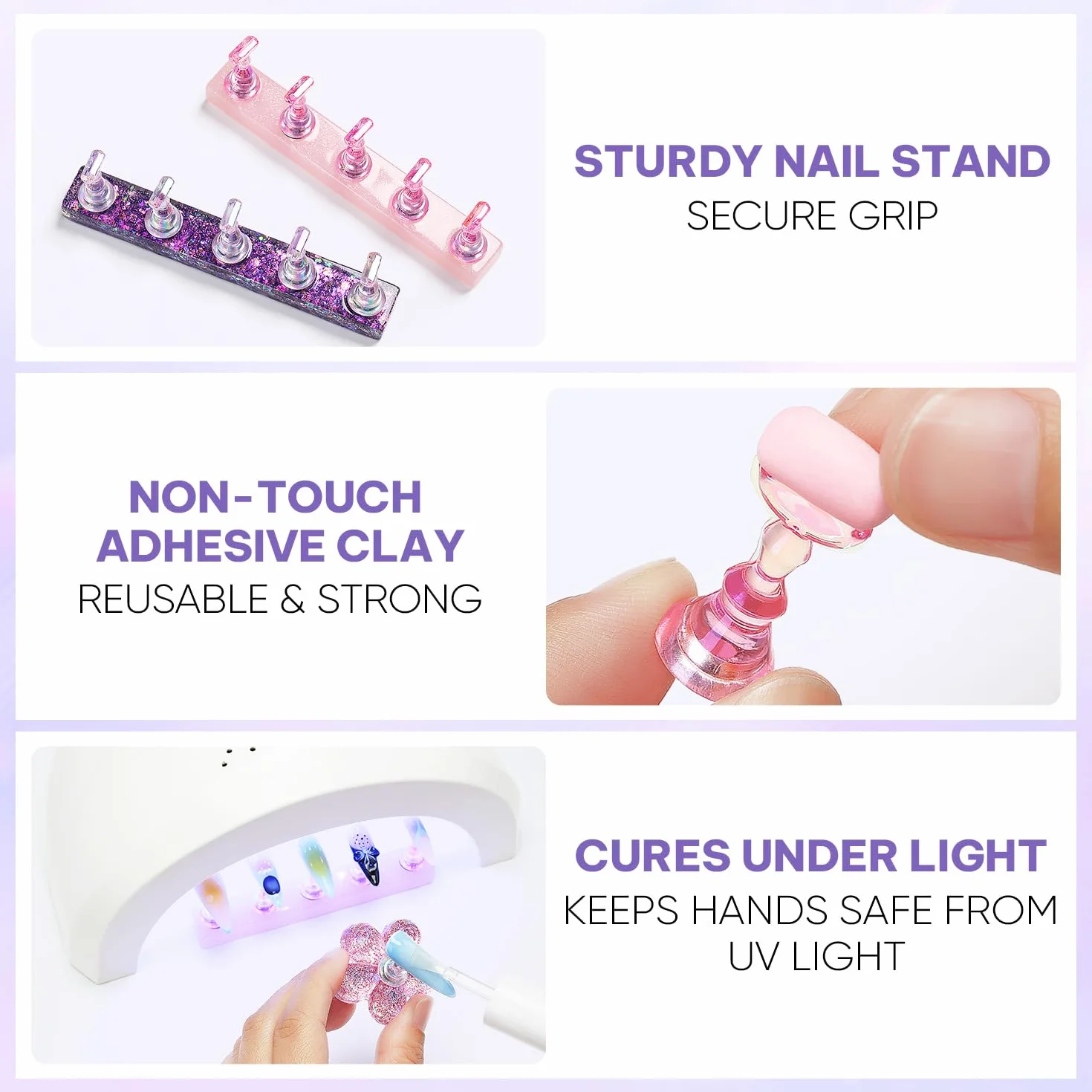 Nicedeco Magnetic stojak na paznokcie Practice Holder uchwyt na paznokcie do ćwiczeń uchwyt na paznokcie stojak na paznokcie do samodzielnego manicure i nakładania paznokci, zawiera 96 sztuk gliny
