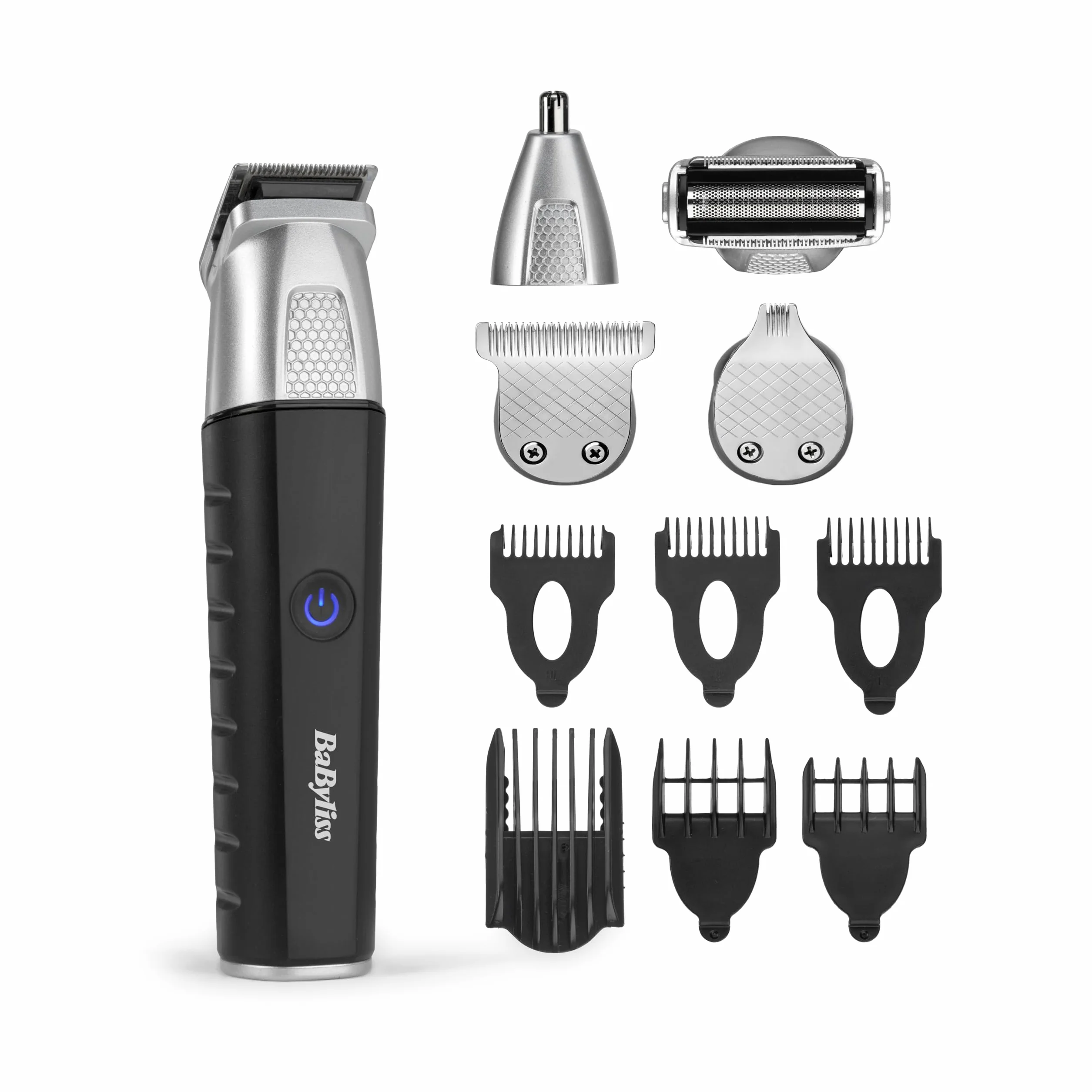 BaByliss Lithium Power 11 w 1 Multi-Trimmer - bezprzewodowy zestaw do pielęgnacji, w tym trymer do brody i trymer do nosa, wodoodporny, prezent dla mężczyzn, czarny/szary, MT812E