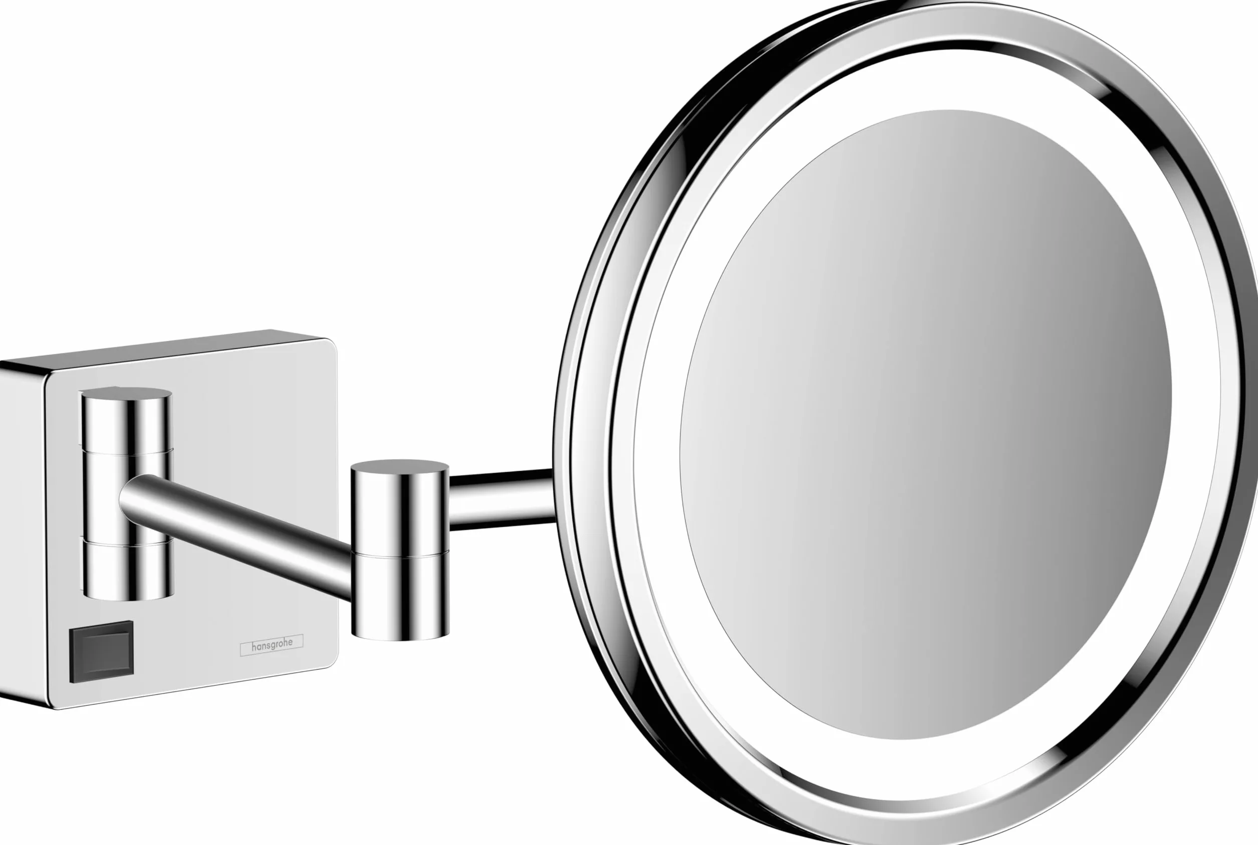 hansgrohe AddStoris - lusterko kosmetyczne z oświetleniem LED, lusterko do makijażu LED, lusterko do golenia z powiększenie x3, chrom, 41790000