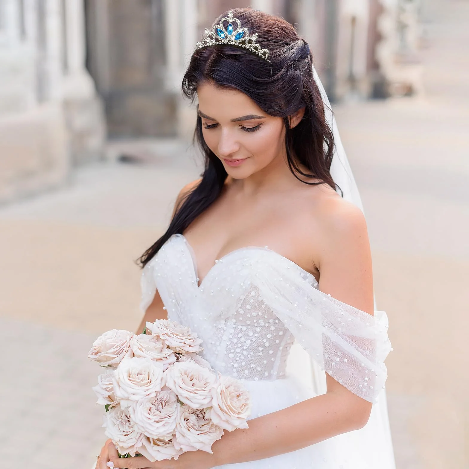 AUZUO diadem księżniczki, diadem, diadem, kryształowe tiary dla dziewczynek, małych dzieci, korona, stras, opaska na czoło, srebrna diadem dla kobiet, dziewcząt, na urodziny, wesele, Halloween