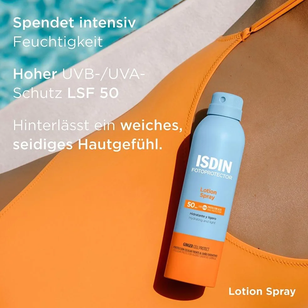 ISDIN Fotoprotector Lotion Spray LSF50 (250 ml) | ochrona dla skóry normalnej i suchej, która potrzebuje dodatkowej porcji wilgoci