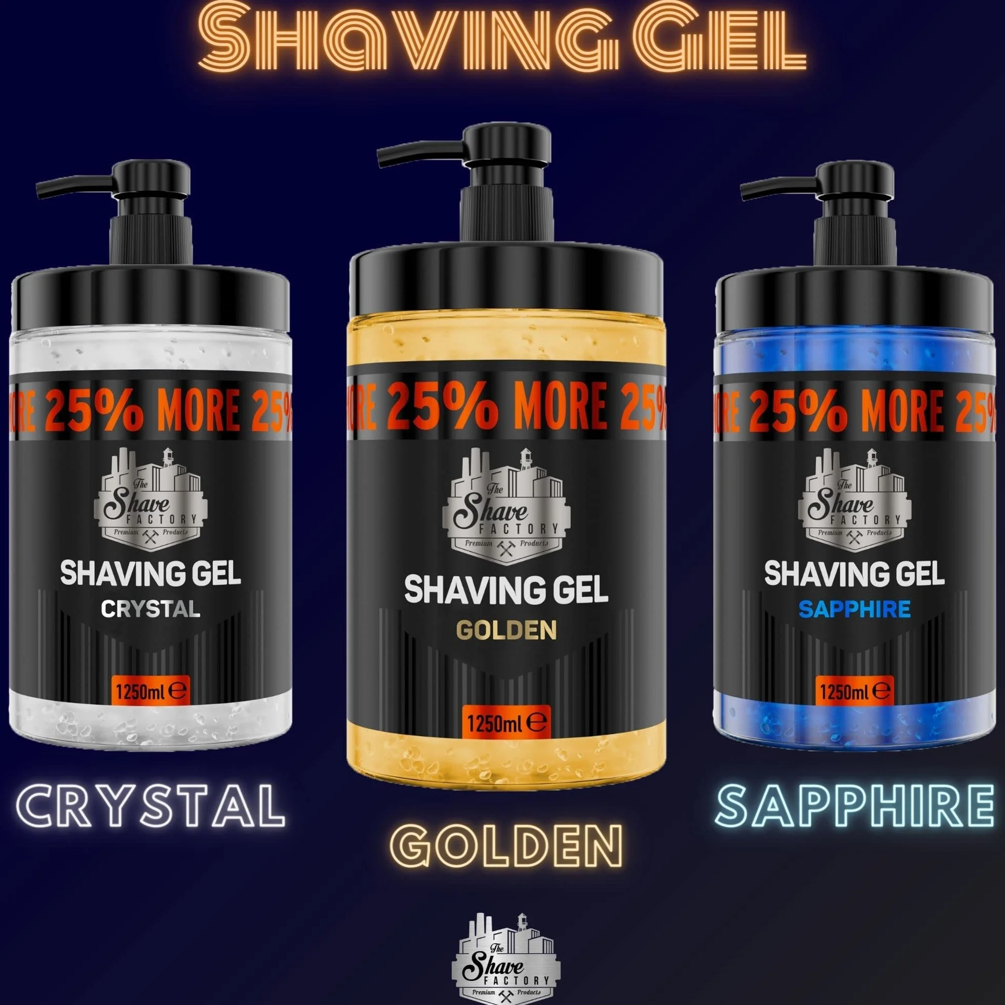The Shave Factory żel do golenia | nie podrażniający | precyzyjne golenie twarzy i ciała | dla mężczyzn | nawilżający | 1250 ml (Crystal)