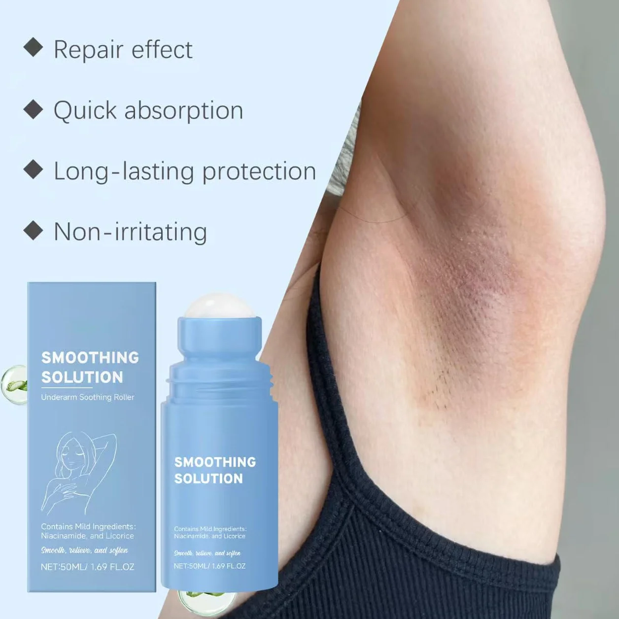 Razor Bumps Treatment for Women, Smoothing Solution Ingrown Hair Treatments, Ingrown Hair Treatments For Bikini Area, Razor Bump Remover, For Legs, Underarms, Line, Bikini Line, Ramiona (1 szt.)