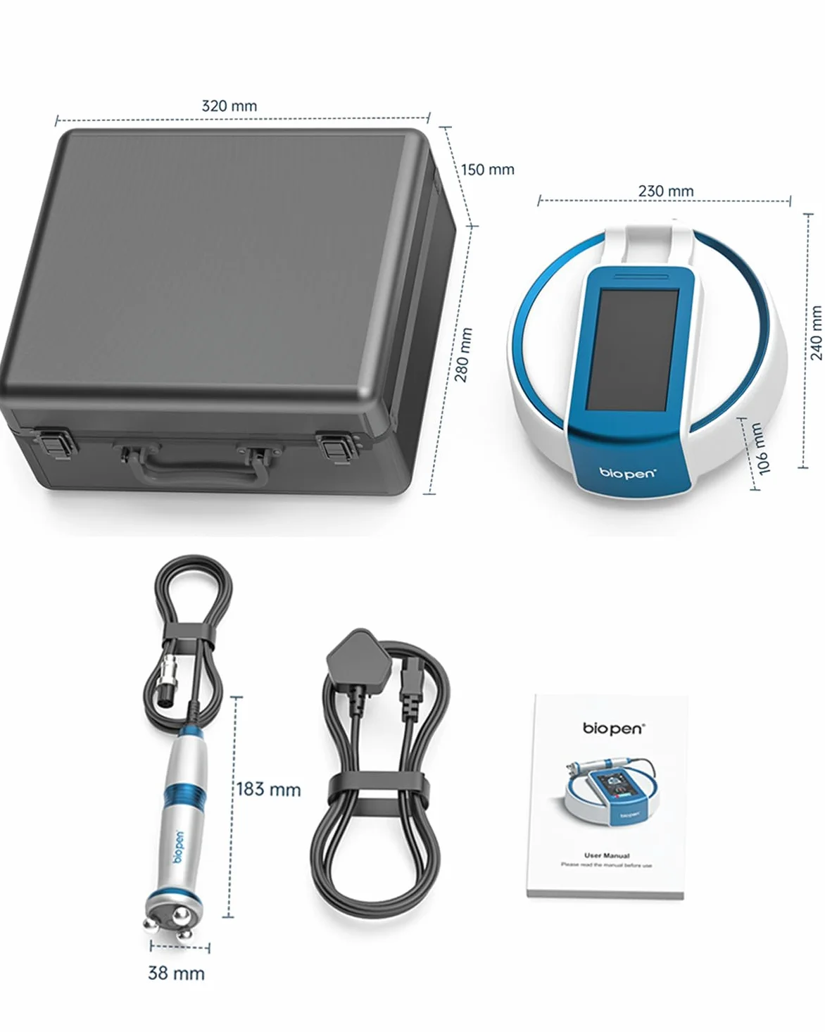 Bio pen T6 z technologią 360° RF – PROFI 4-w-1 urządzenie do urody do domu: RF + EMS przeciw starzeniu + Terapia światłem niebieskim (455 nm) przeciw trądzikowi + Obrotowa masażująca liftingująca I
