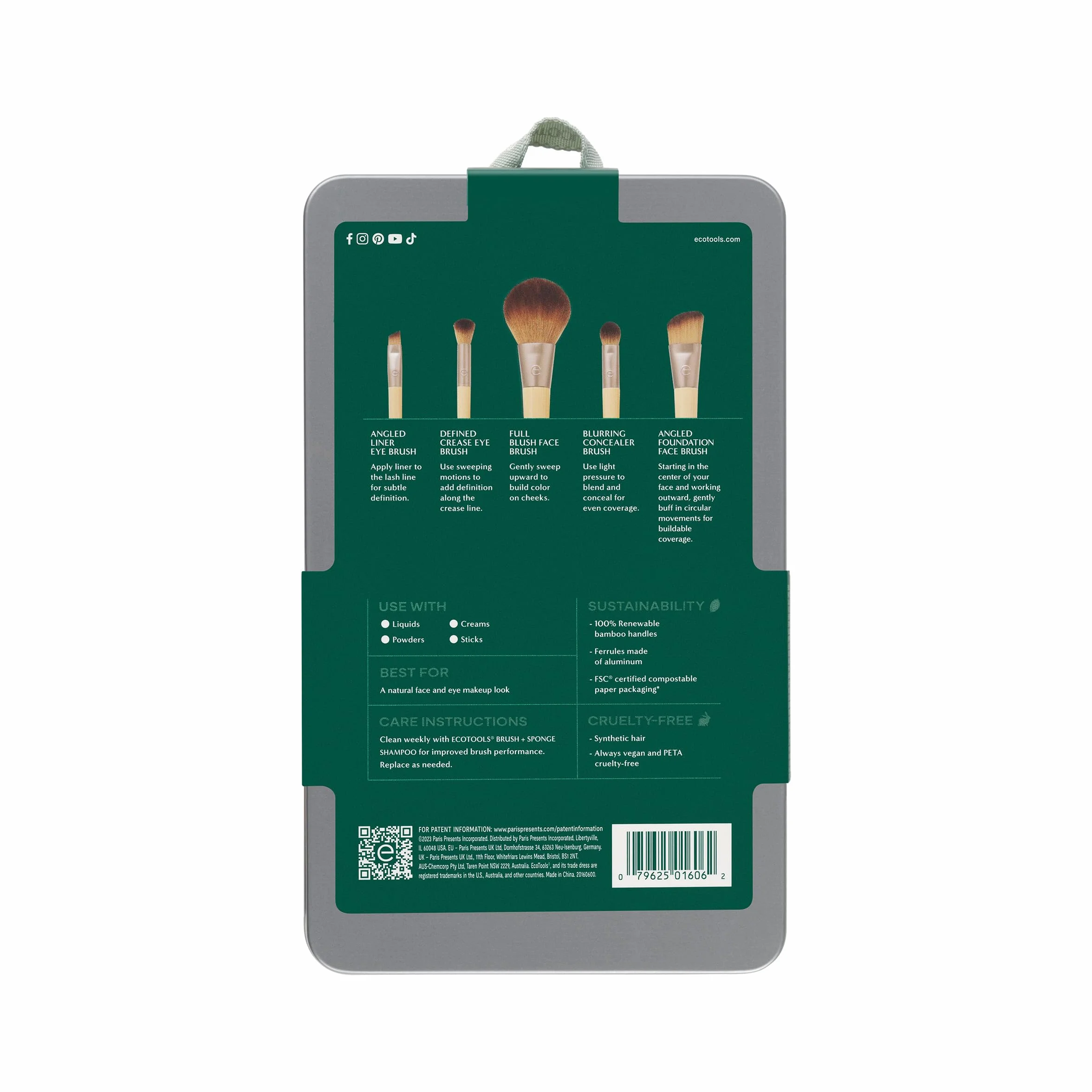 EcoTools Zestaw pędzli do makijażu 6-częściowy z etui