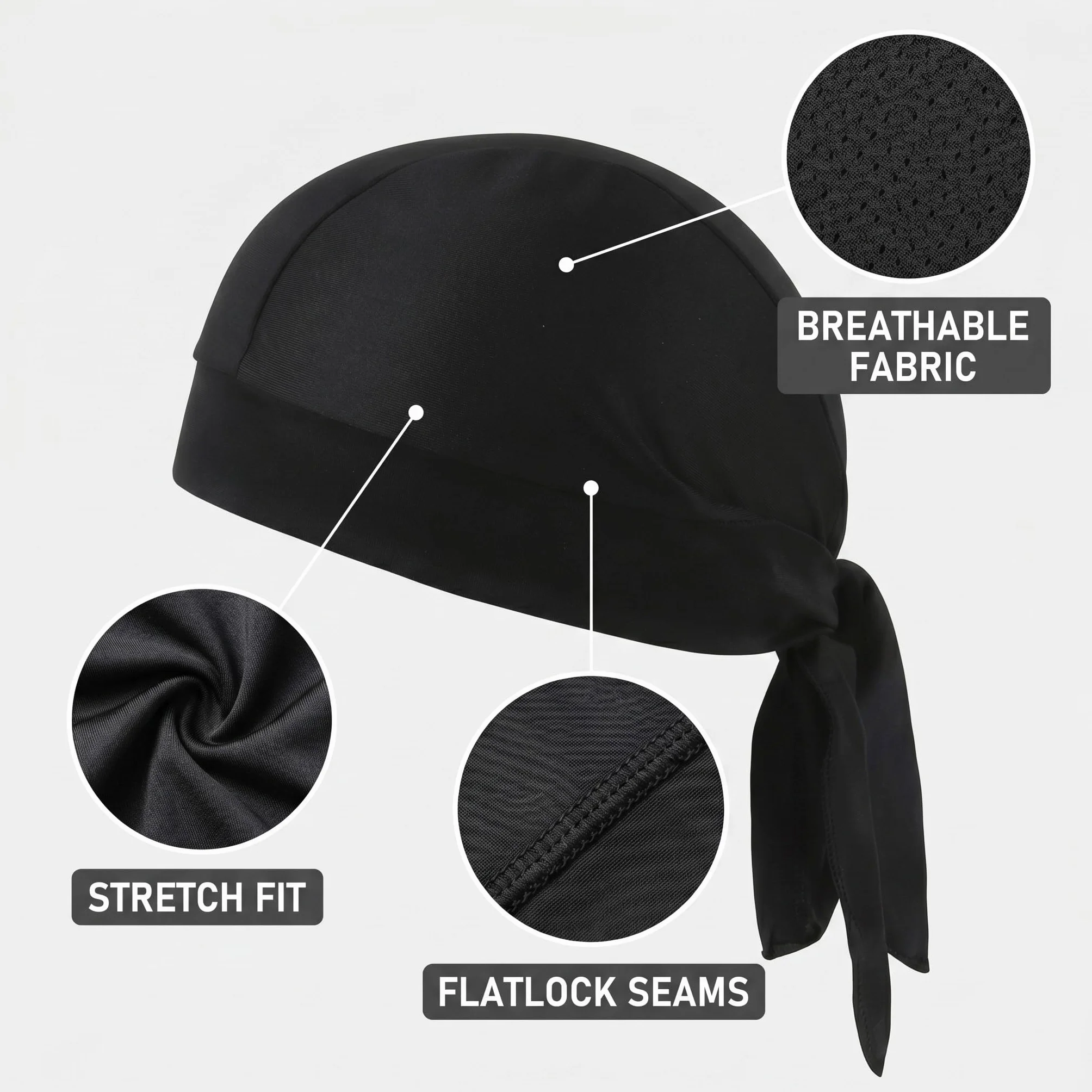 Zestaw 3 czapek bandana dla mężczyzn i kobiet, oddychająca chusta na głowę dla mężczyzn do jazdy na rowerze i uprawiania sportu, ochrona przed promieniowaniem UV, tkanina piracka pod kask