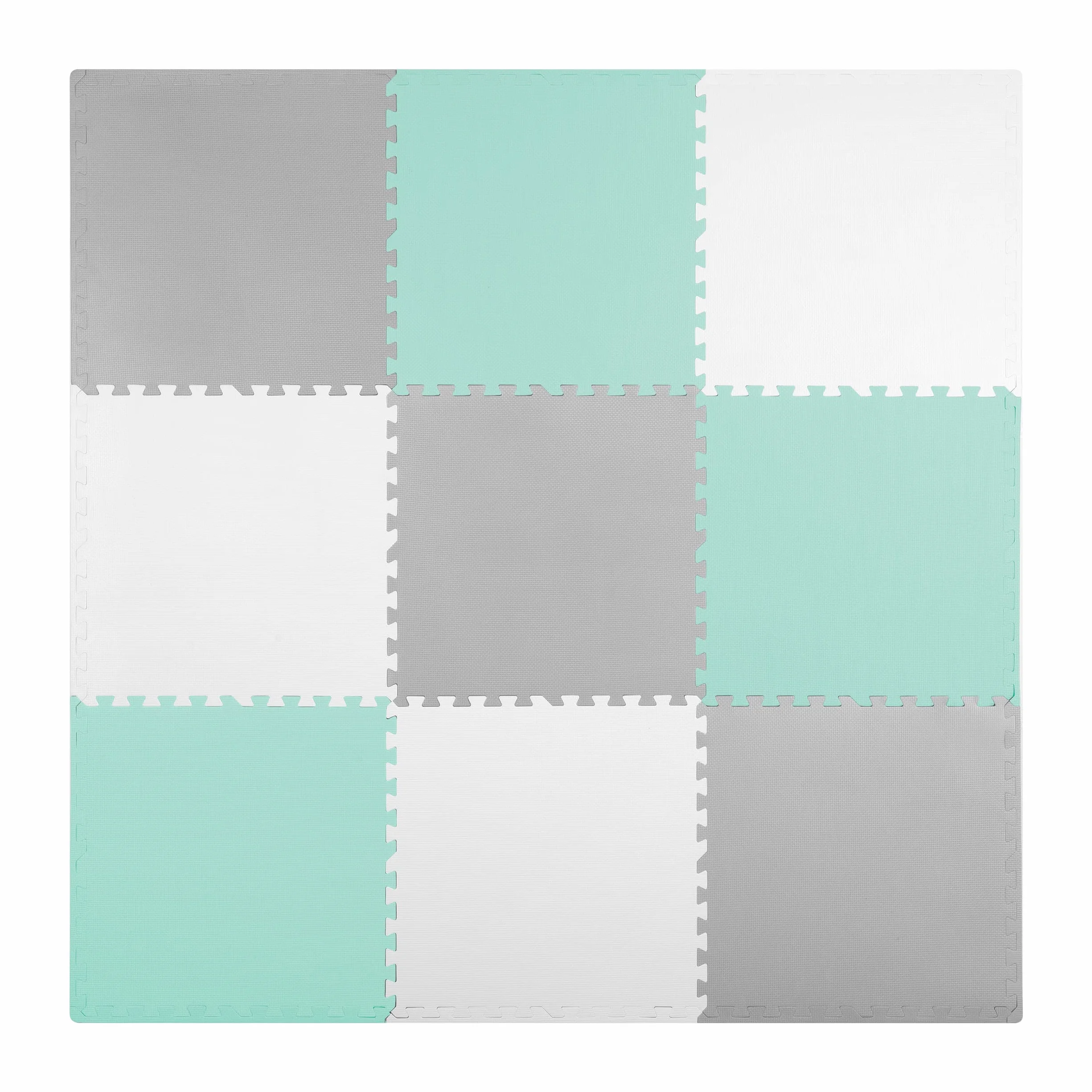 Ricokids Mata Piankowa Podłogowa Antypoślizgowa dla Dzieci Puzzle 9 Elementów 180 x 180 x 1 cm Szary Biały Zielony