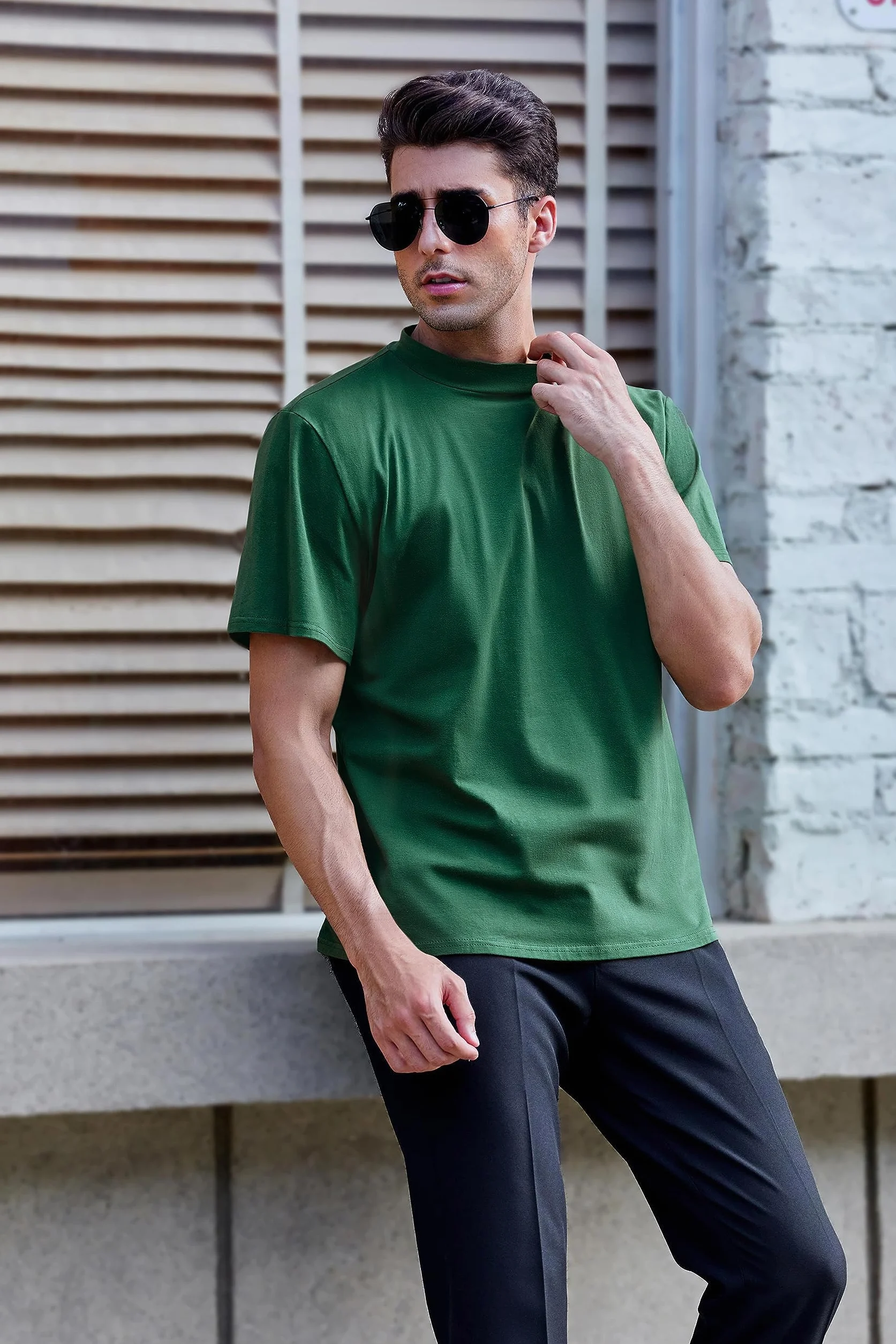Runcati T-shirty męskie z krótkim rękawem, bawełna, basic, podkoszulek, luźny krój, lekki, solidny sweter top