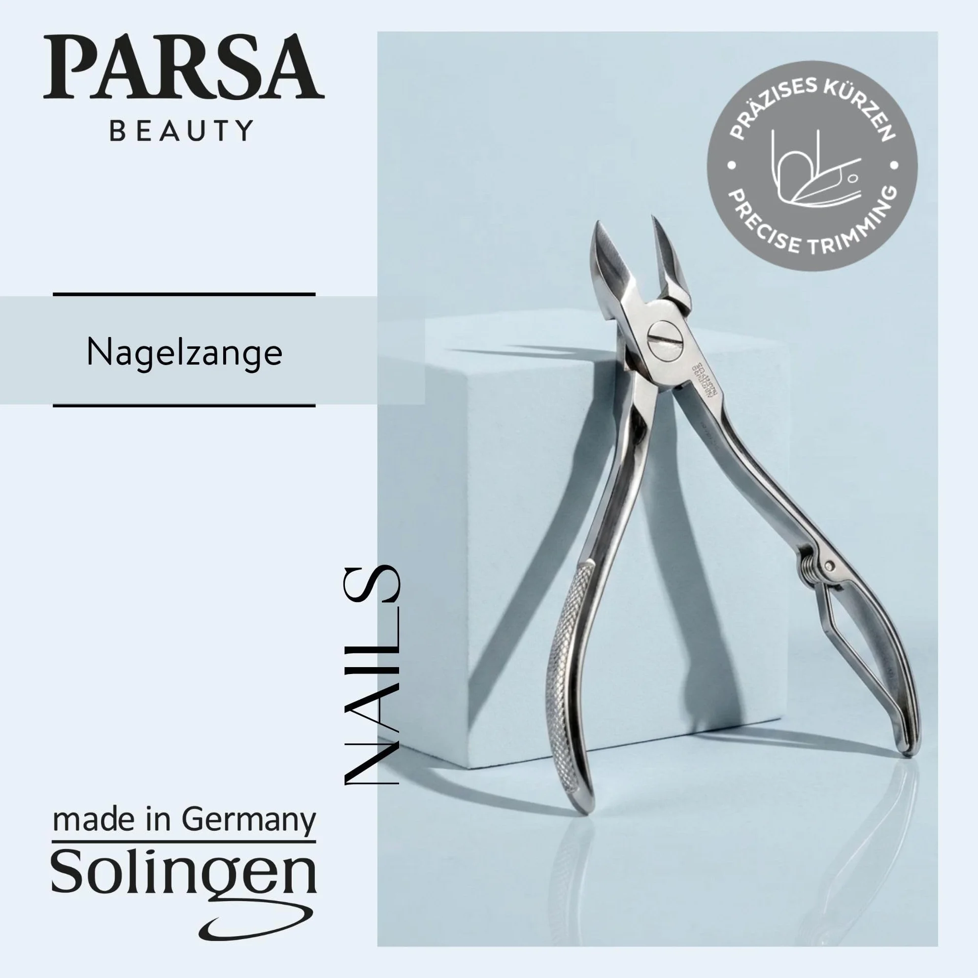 PARSA Beauty Profesjonalne cążki do paznokci, szybkie i precyzyjne skracanie paznokci dłoni i stóp, wyprodukowano w Solingen Niemcy