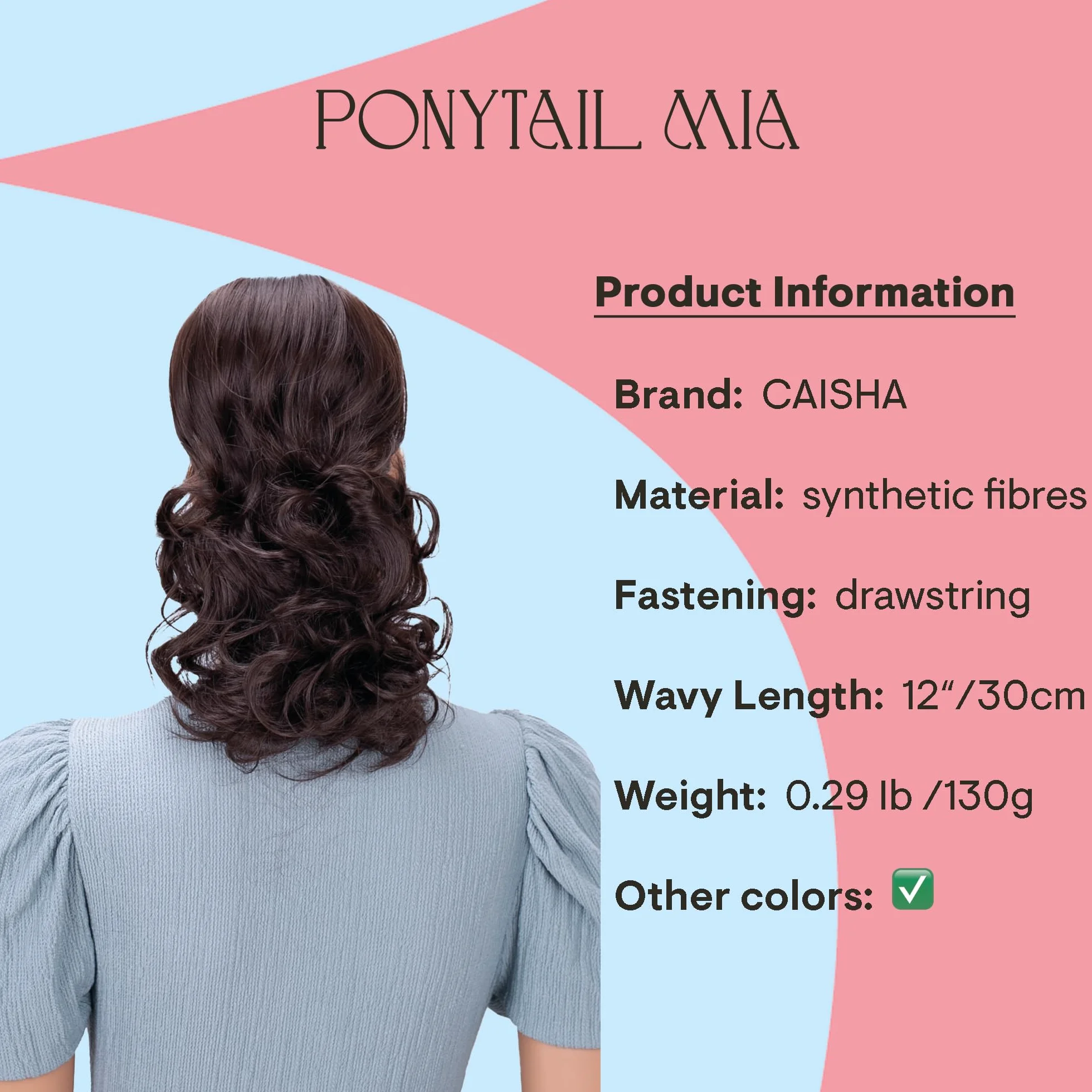 CAISHA 30 cm Ponytail Warkocz Kucyk Przed?u?anie W?osów Obszernie Pofalowane Czekoladowy Br?z PH202