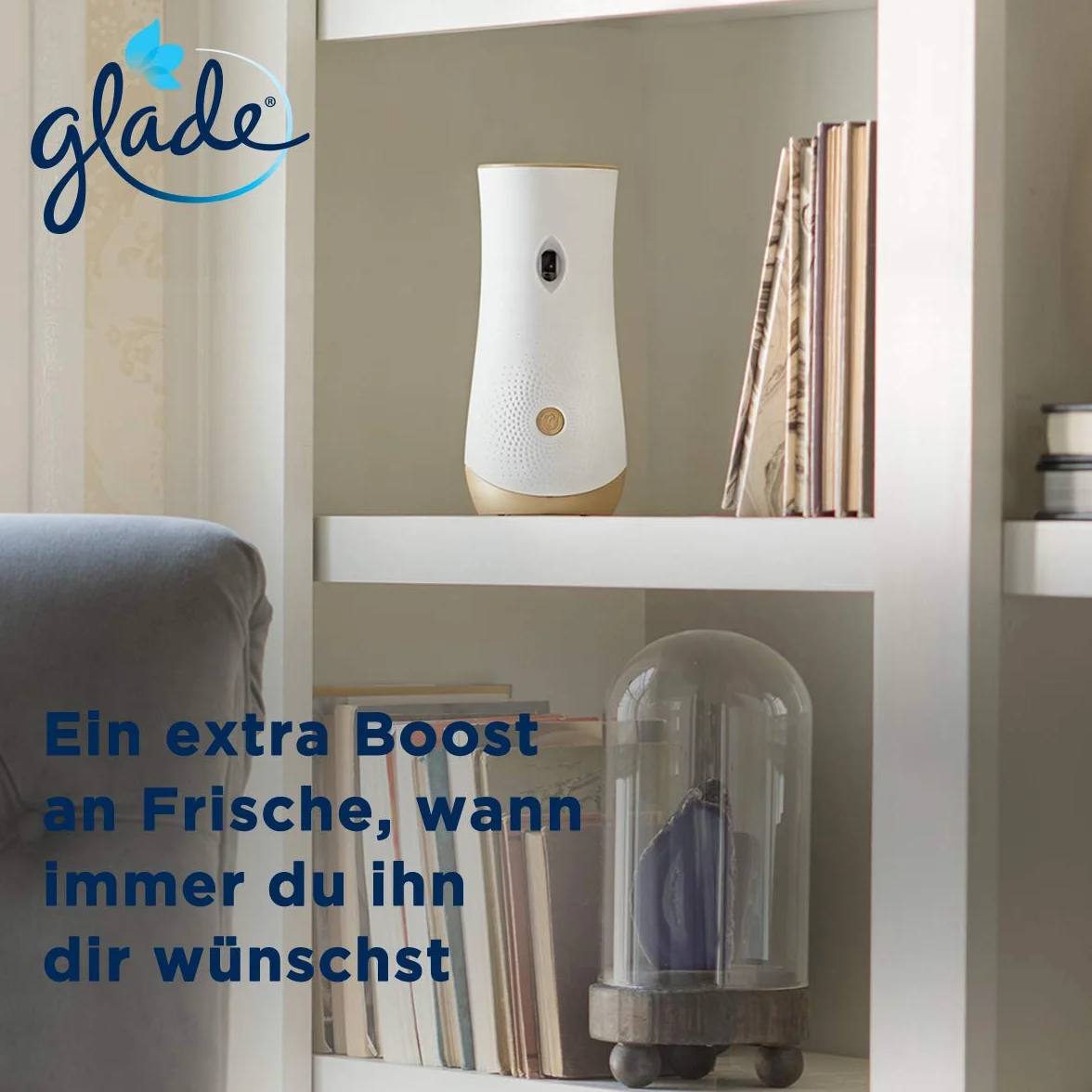 Glade (Brise) Automatyczny spray, zapach do pomieszczeń, uchwyt z 1 wkładem, mandarynka i Sunshine, 1 opakowanie (1 x 269 ml)