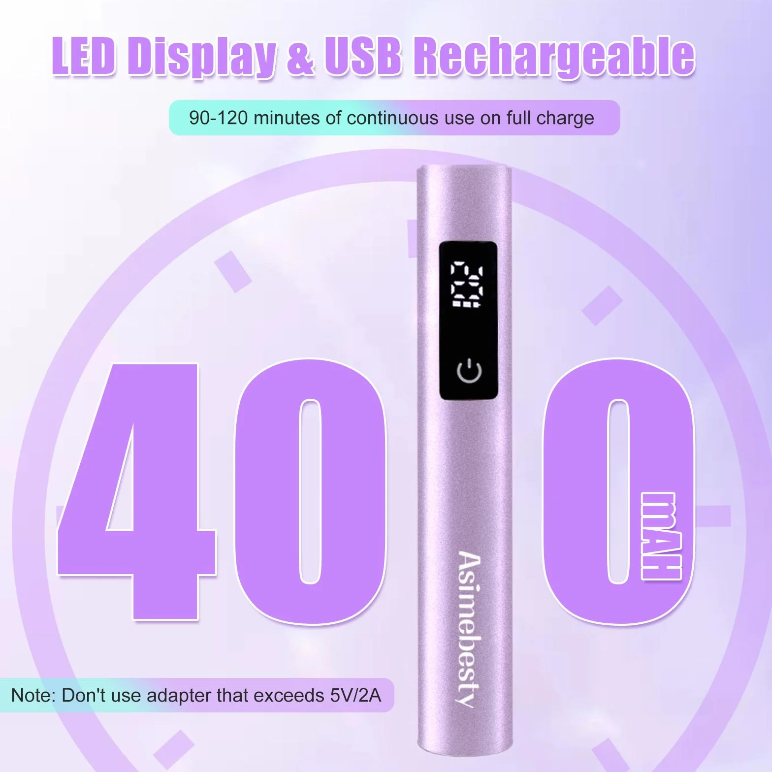 Mini Lampa UV LED do Paznokci ze Stojakiem 3 Tryby Timer USB Flash Cure Fiolet