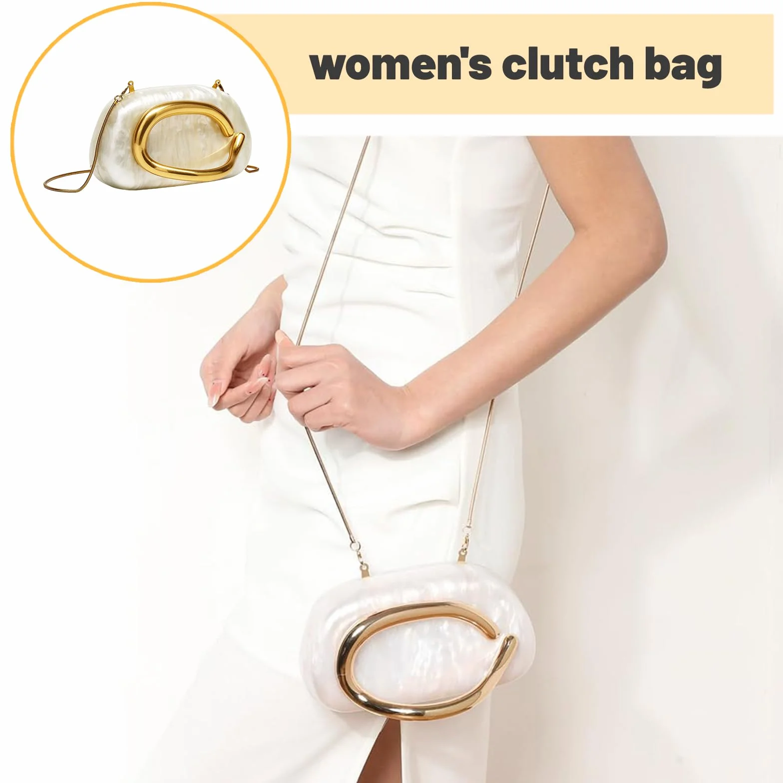 Elegancka kopertówka ze skóry PU dla kobiet – torba crossbody z metalowymi wypustkami – torba na ramię na wesele i specjalne okazje