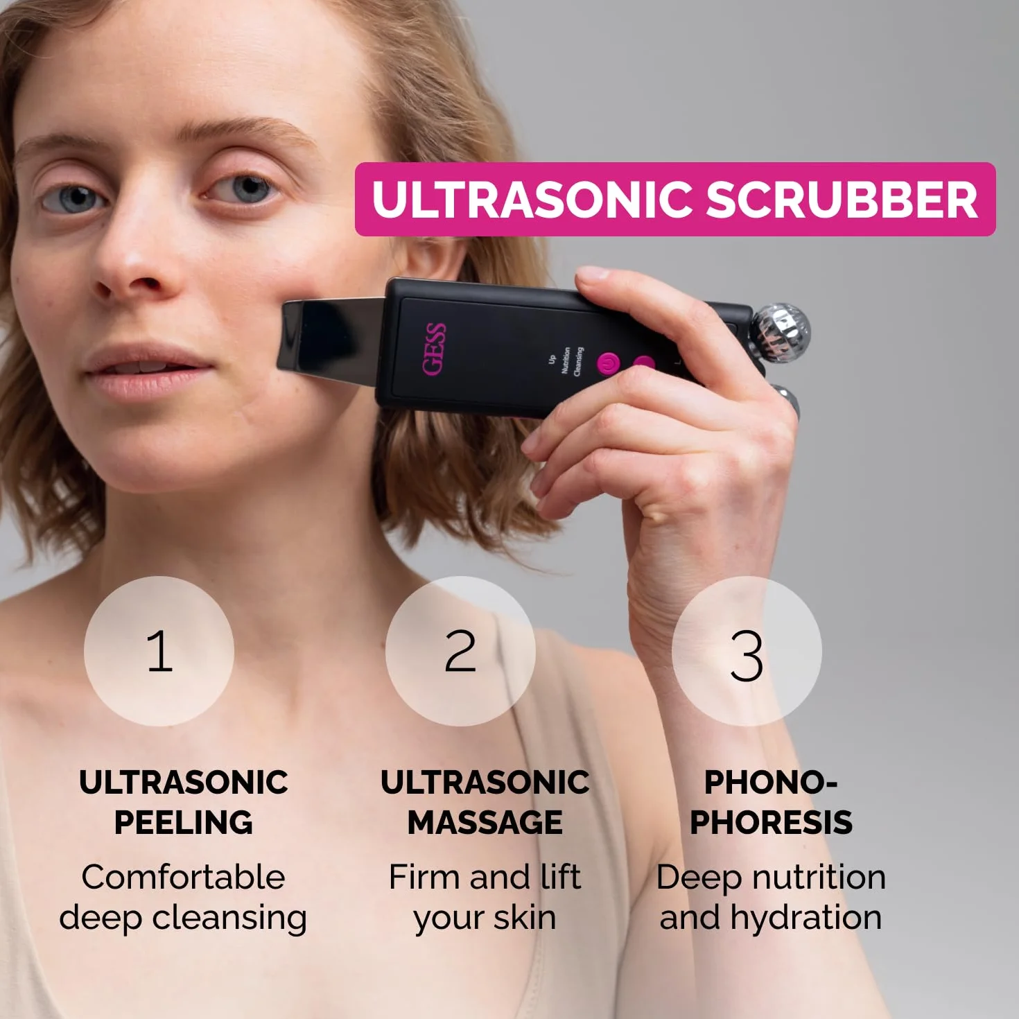 Gess Mamba Ultradźwiękowa Peeling Do Skóry Elektryczny Skin Scrubber Twarzy Oczyszczacz Porów