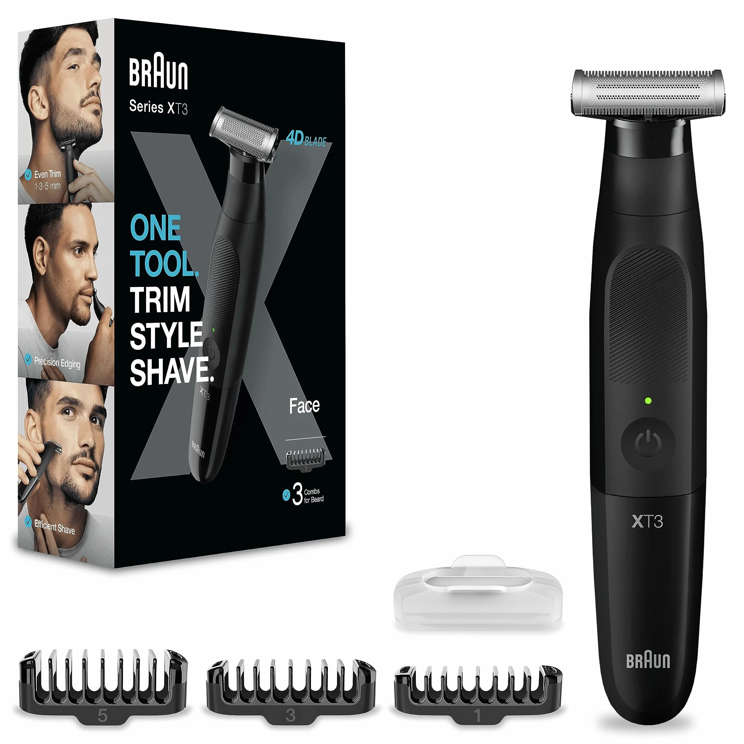 Braun Series X, hybrydowy elektryczny męski trymer do brody i golarka do ciała, Ostrze 4D, SkinShield, wodoodporny, bezprzewodowy XT3100