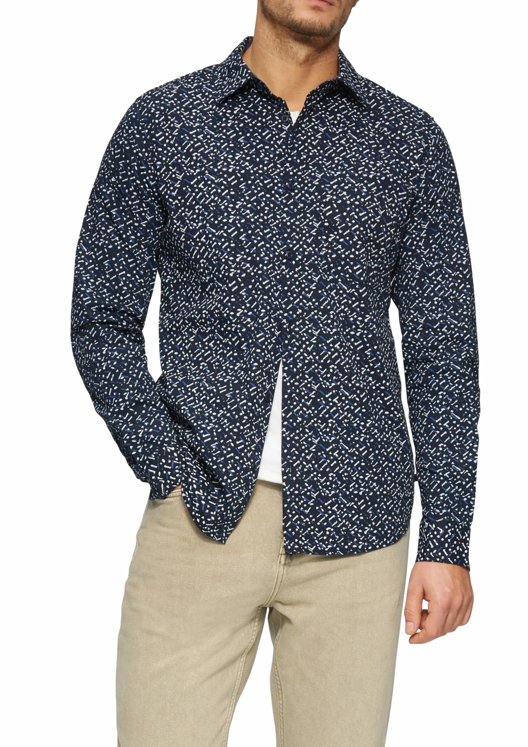 s.Oliver Slim Fit: Wzorzysta koszula z popeliny, 59A1_Navy, 3XL