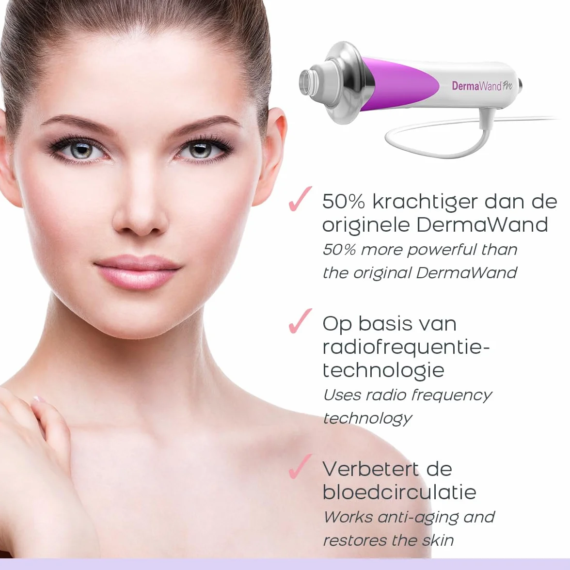 DermaWand Pro – profesjonalne urządzenie do pielęgnacji wysokiej częstotliwości | redukcja zmarszczek, ujędrnienie i połysk cery | + 50% wydajności