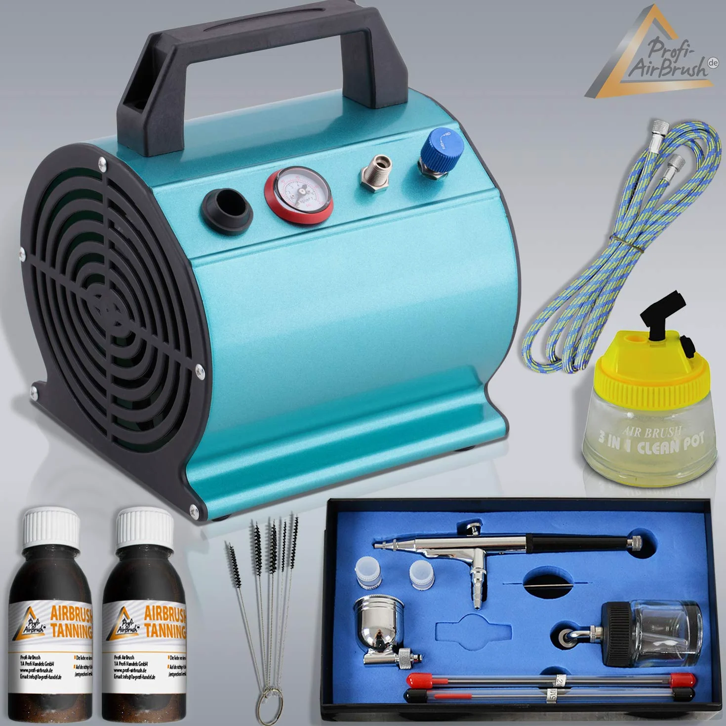 AirBrush zestaw samoopalaczy wraz z kompresorem Airbrush Beauty Tan z balsamem do opalania w sprayu do opalania opalenizny bez szwów, zdrowej opalenizny bez promieniowania UV