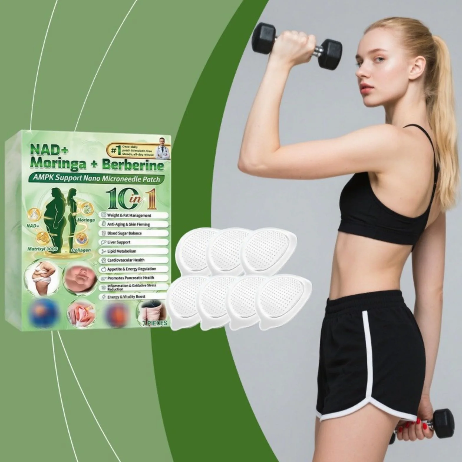 Plastry odchudzające Moringa 10 w 1, plaster odchudzający Nano Microneedle, plaster odchudzający, naturalne składniki, ultracienka i niewidoczna naszywka na ciało, niewidoczna pod ubraniem, do
