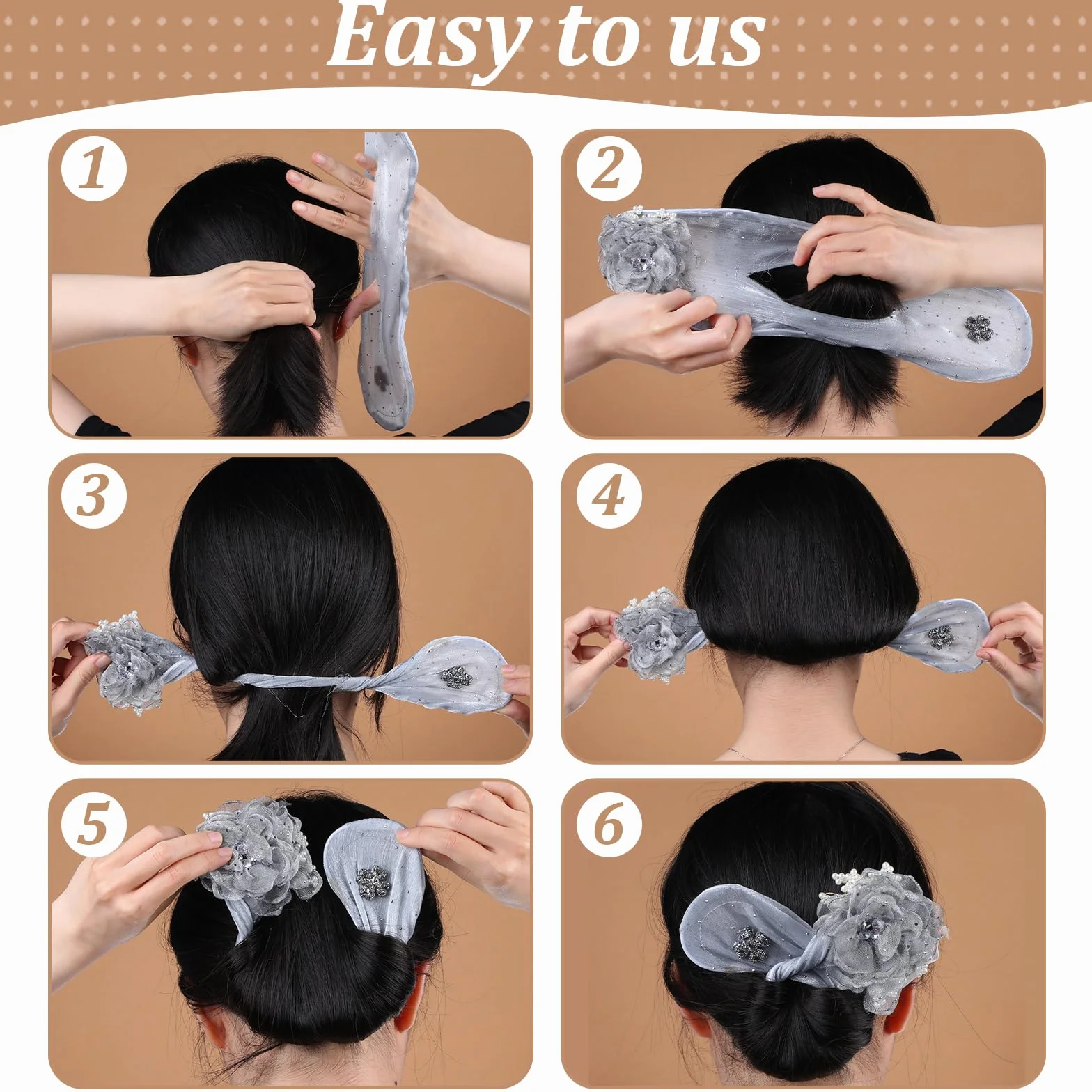 JIEYAO Hair Bun Roller 2 Sztuki Twist Hairstyle Kok Ozdoba Do Włosów Ręcznie Wyprofilowana Klips